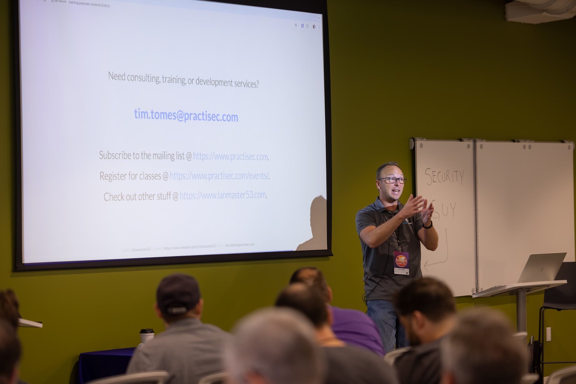 Tim Tomes speaking at the 2024 Carolina Code Conference