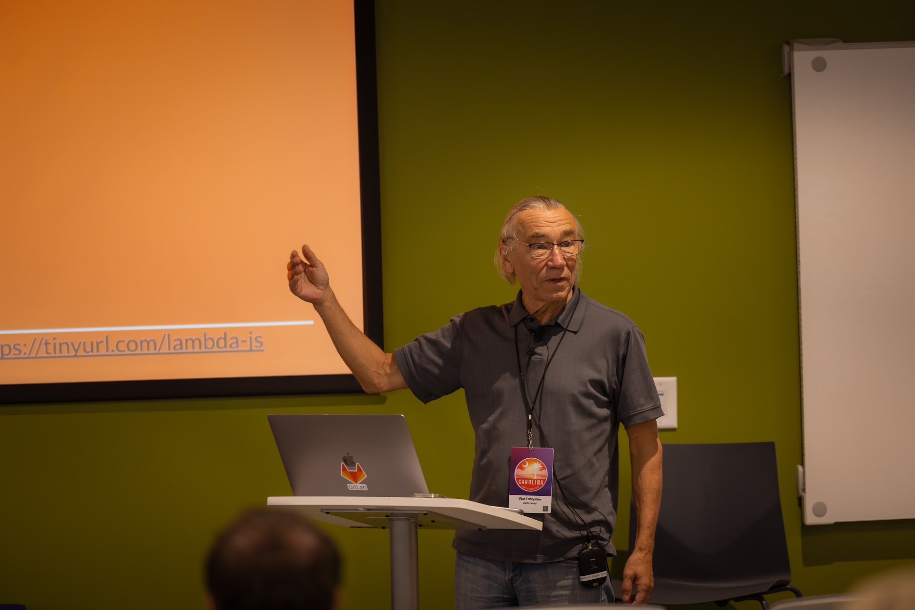 Vlad Patryshev speaking at the 2024 Carolina Code Conference
