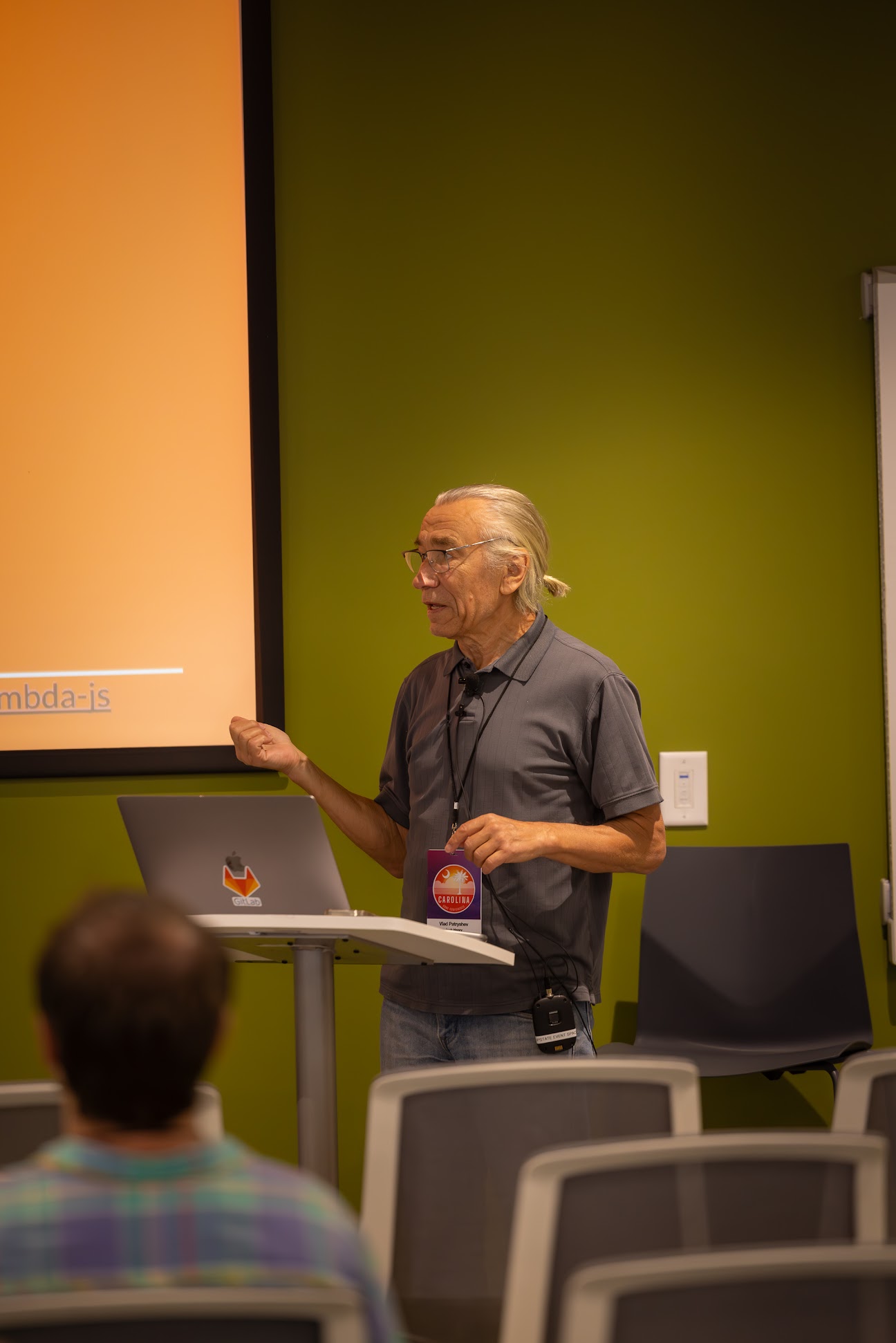 Vlad Patryshev speaking at the 2024 Carolina Code Conference