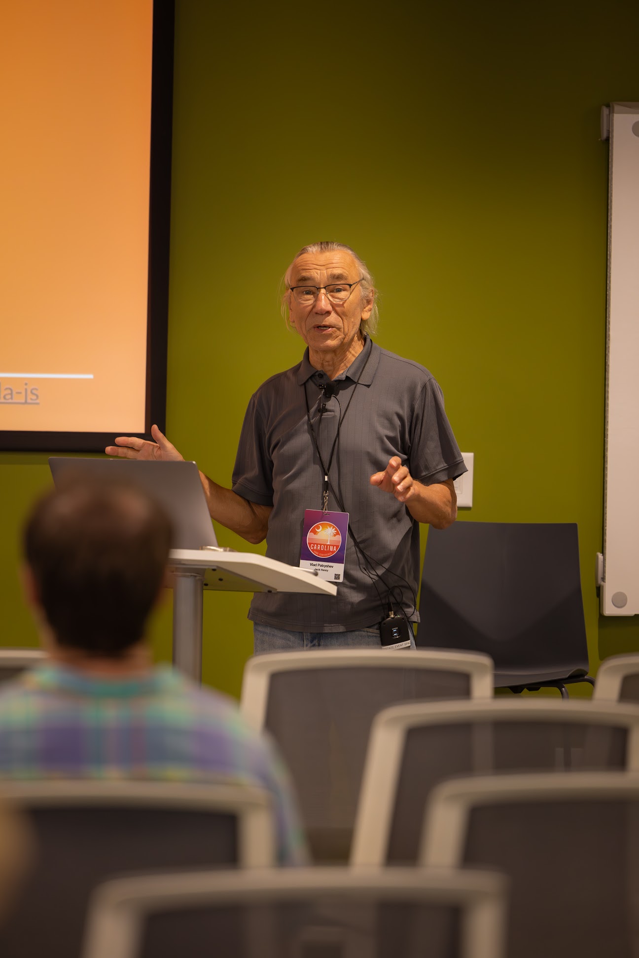 Vlad Patryshev speaking at the 2024 Carolina Code Conference