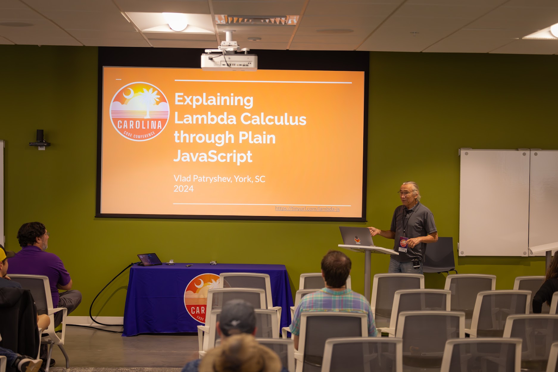 Vlad Patryshev speaking at the 2024 Carolina Code Conference