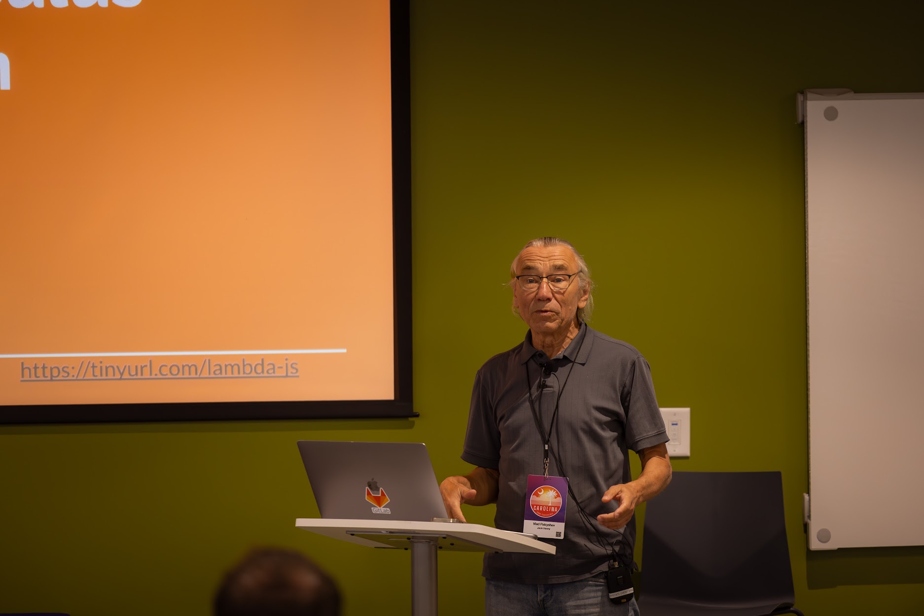 Vlad Patryshev speaking at the 2024 Carolina Code Conference