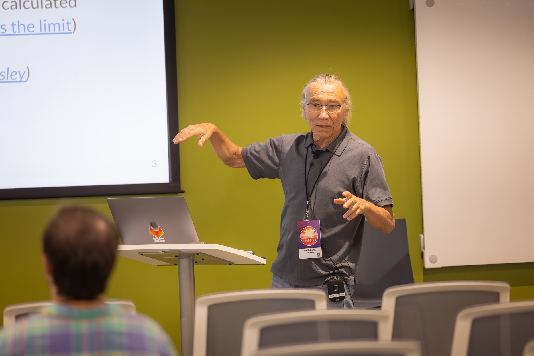 Vlad Patryshev speaking at the 2024 Carolina Code Conference