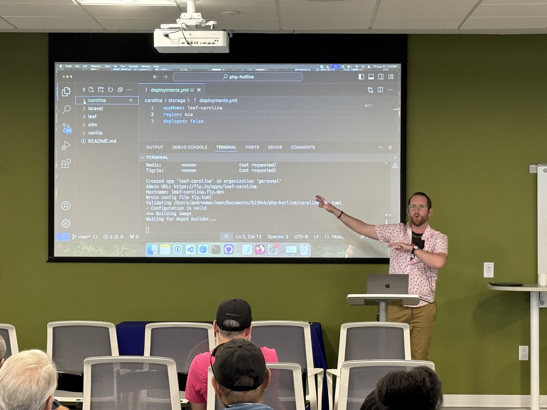 Andrew MacLean speaking at the 2025 Carolina Code Conference