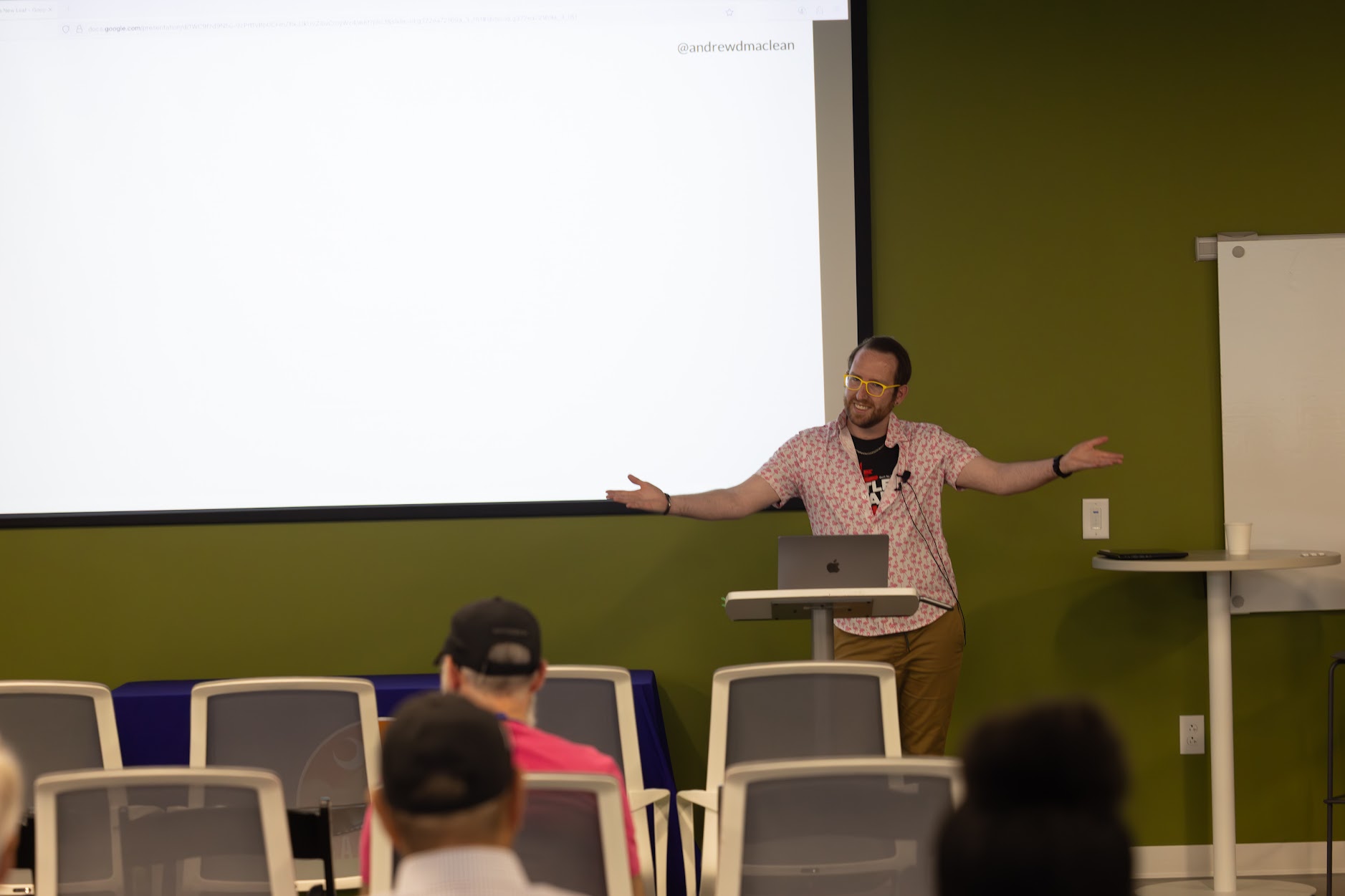 Andrew MacLean speaking at the 2025 Carolina Code Conference