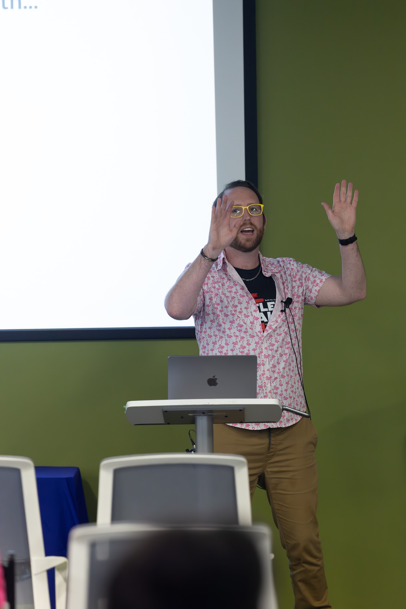 Andrew MacLean speaking at the 2025 Carolina Code Conference