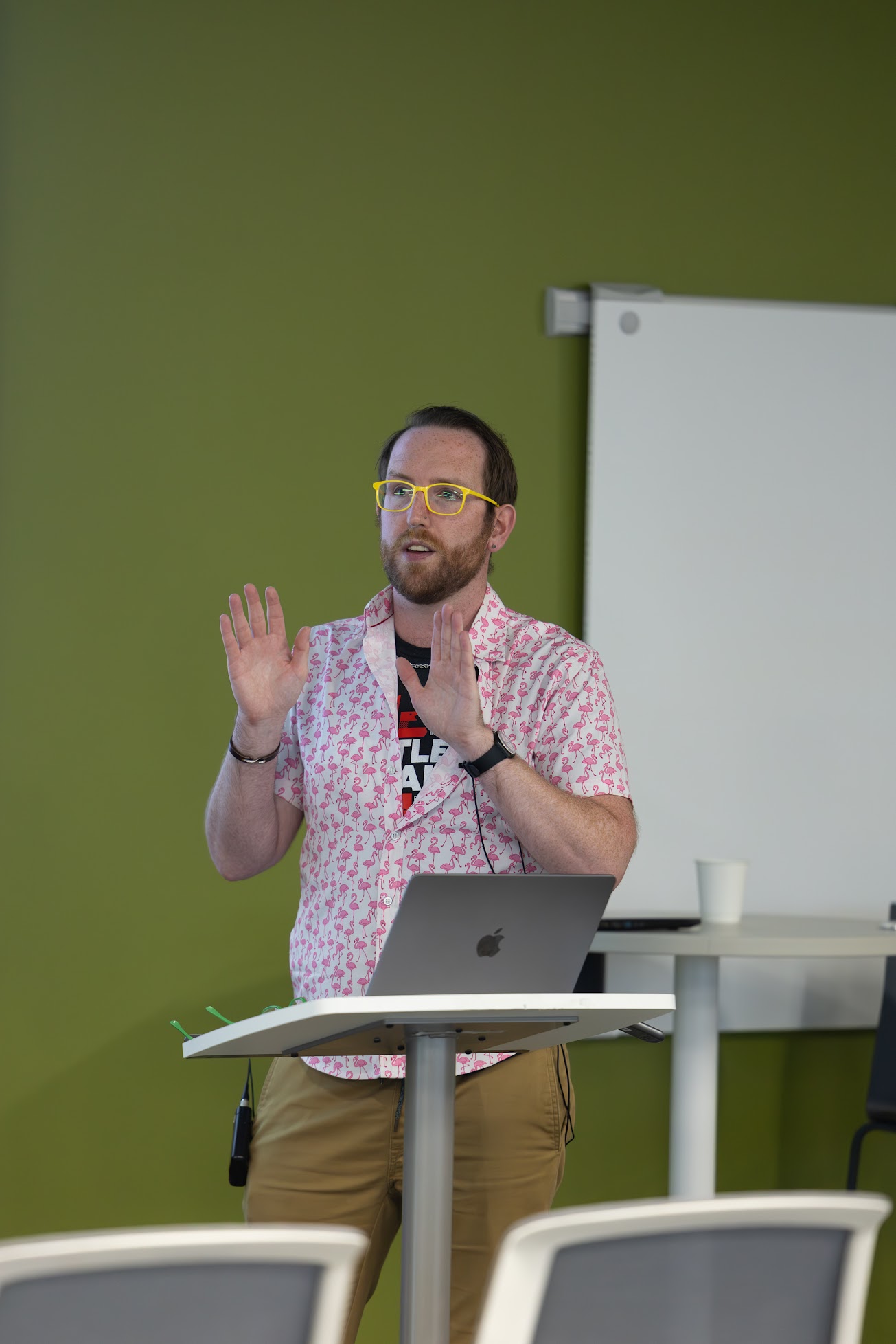 Andrew MacLean speaking at the 2025 Carolina Code Conference