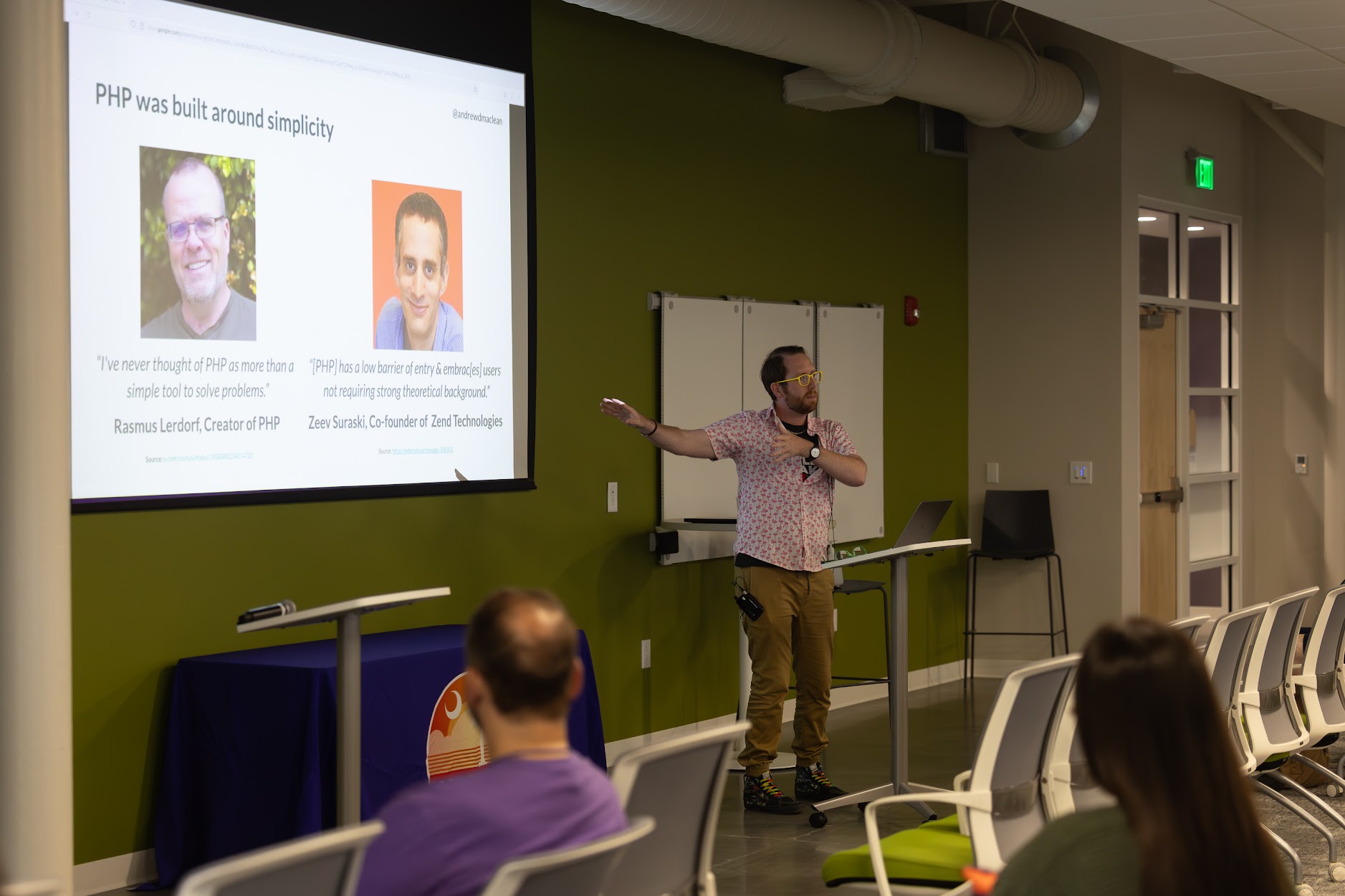Andrew MacLean speaking at the 2025 Carolina Code Conference