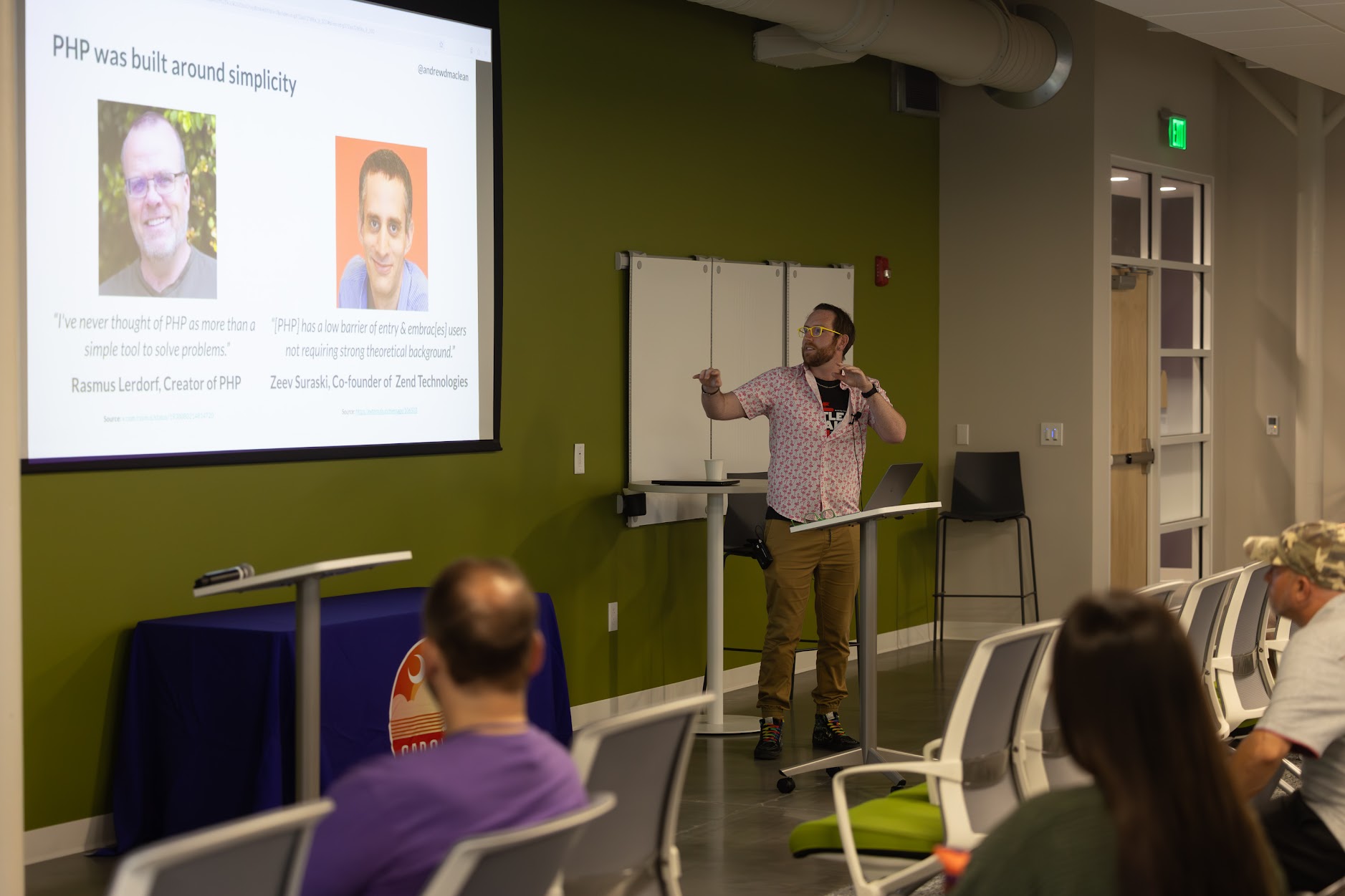 Andrew MacLean speaking at the 2025 Carolina Code Conference