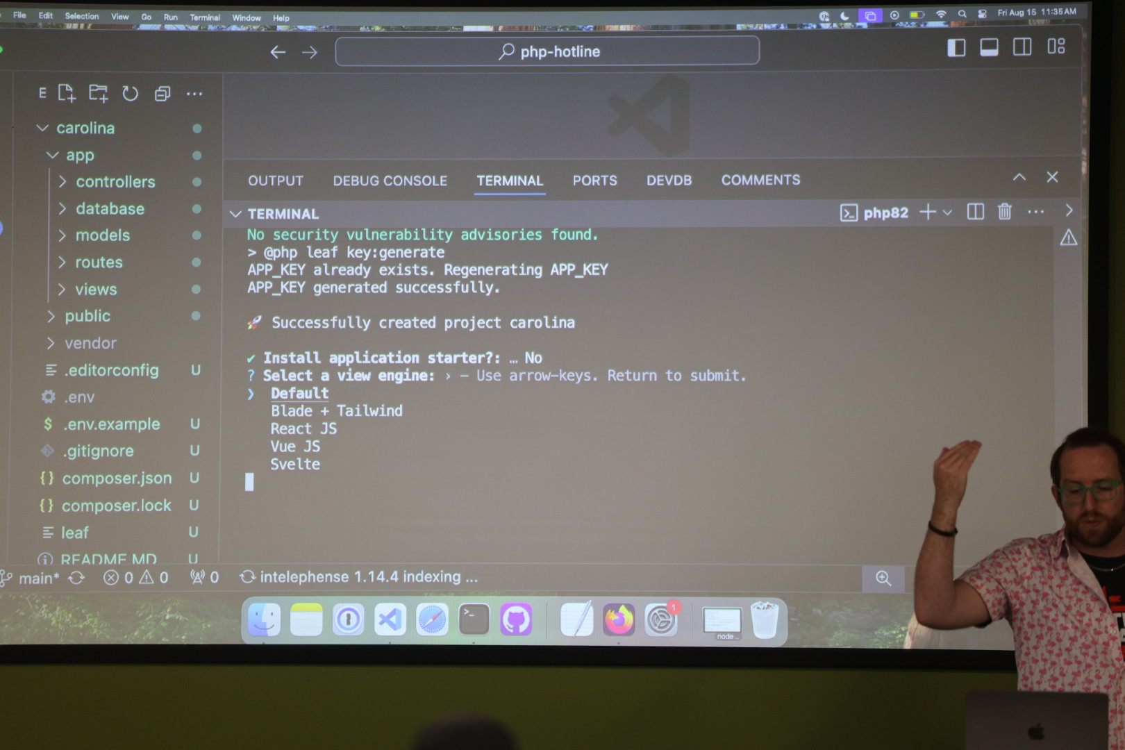 Andrew MacLean speaking at the 2025 Carolina Code Conference