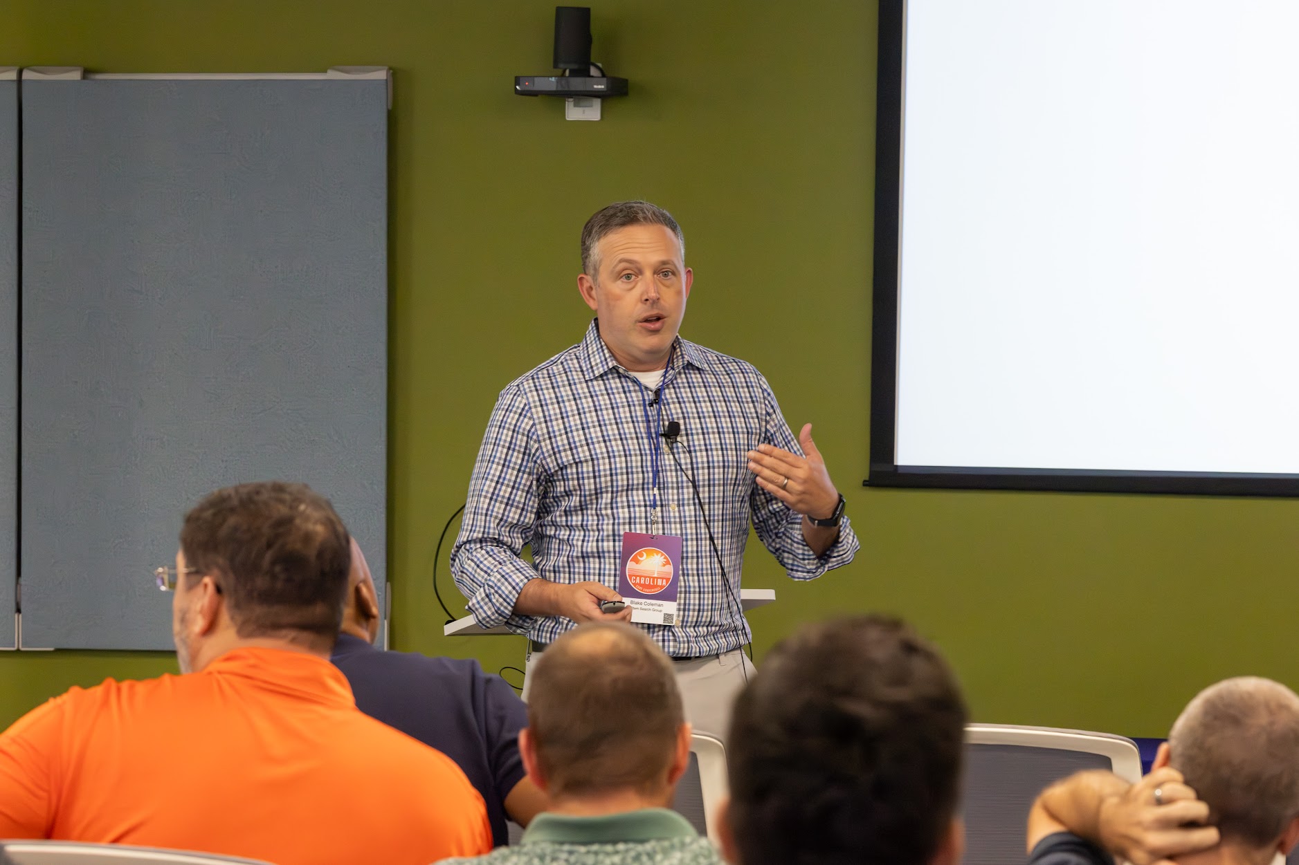 Blake Coleman speaking at the 2025 Carolina Code Conference