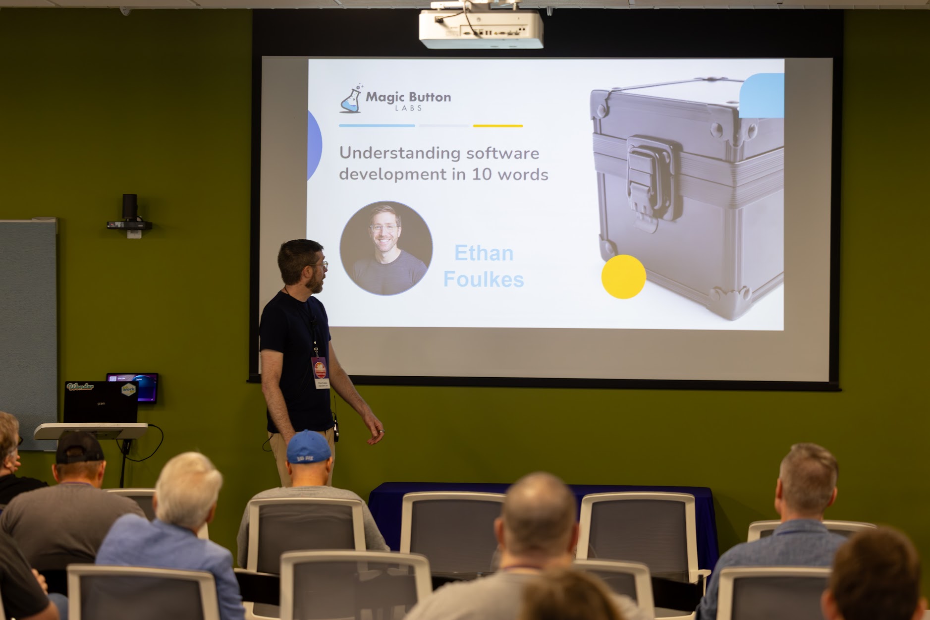Ethan Foulkes speaking at the 2025 Carolina Code Conference