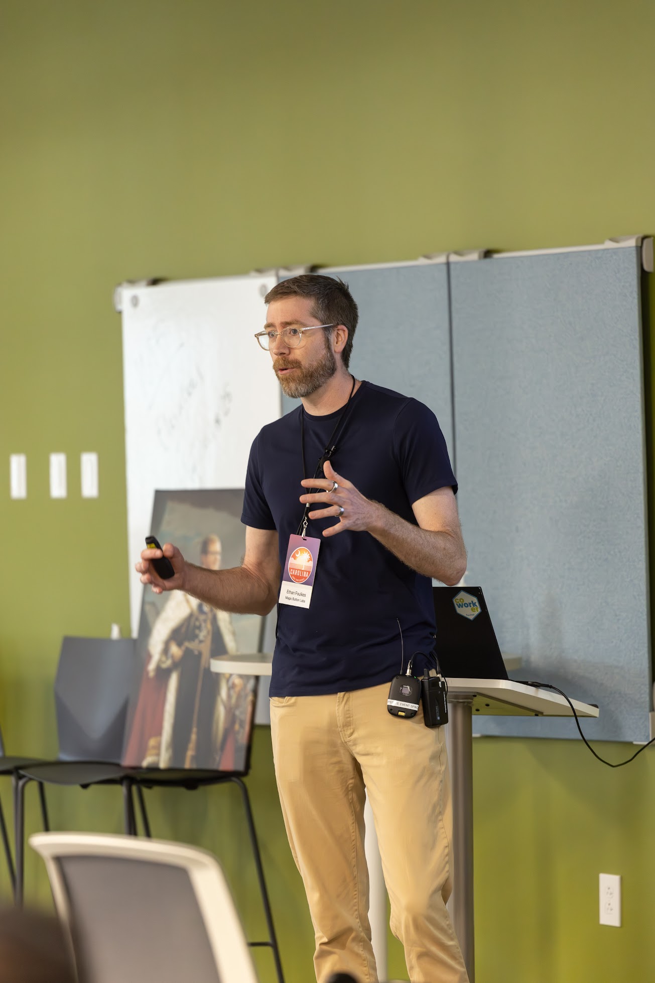 Ethan Foulkes speaking at the 2025 Carolina Code Conference