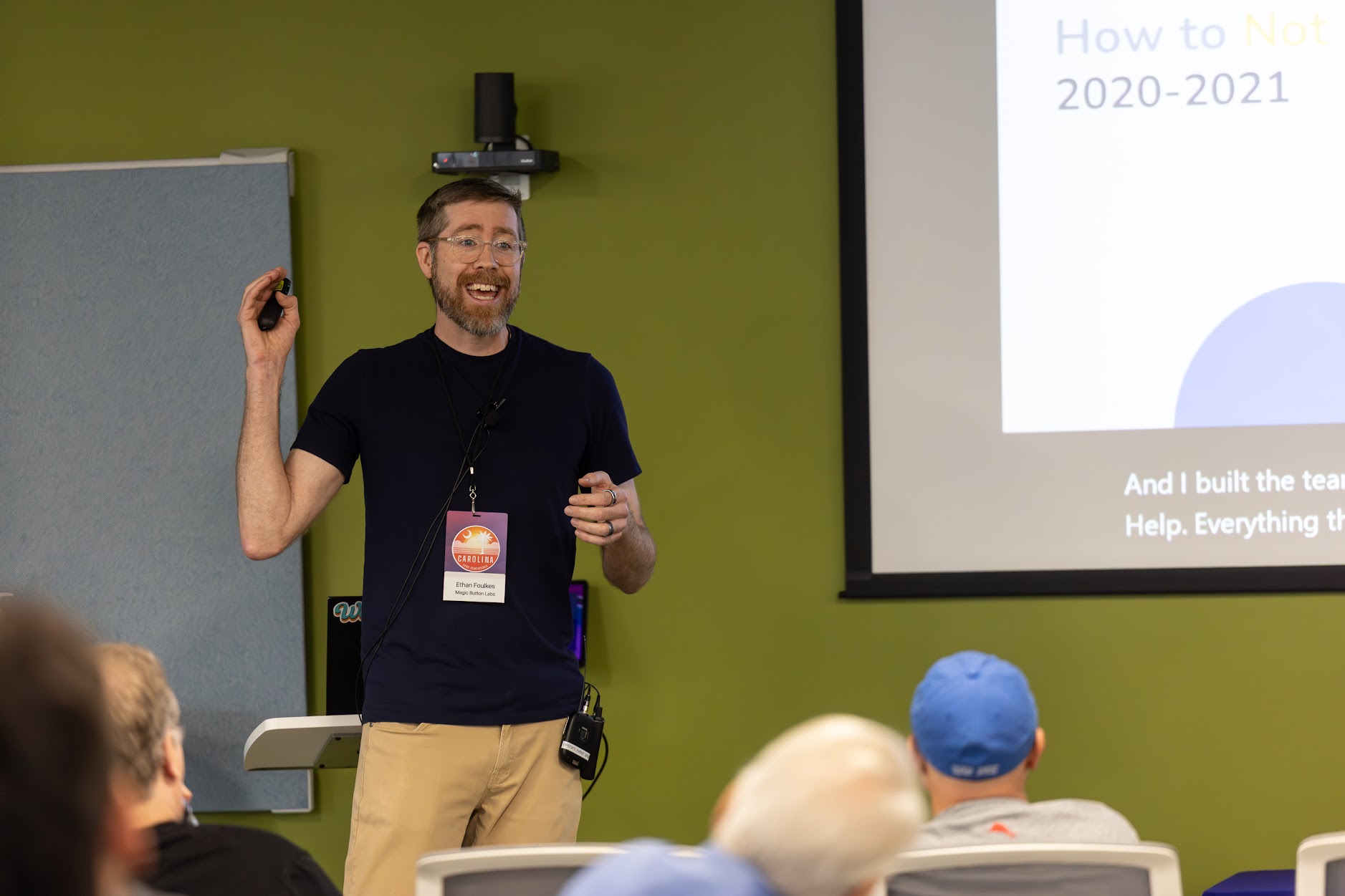 Ethan Foulkes speaking at the 2025 Carolina Code Conference