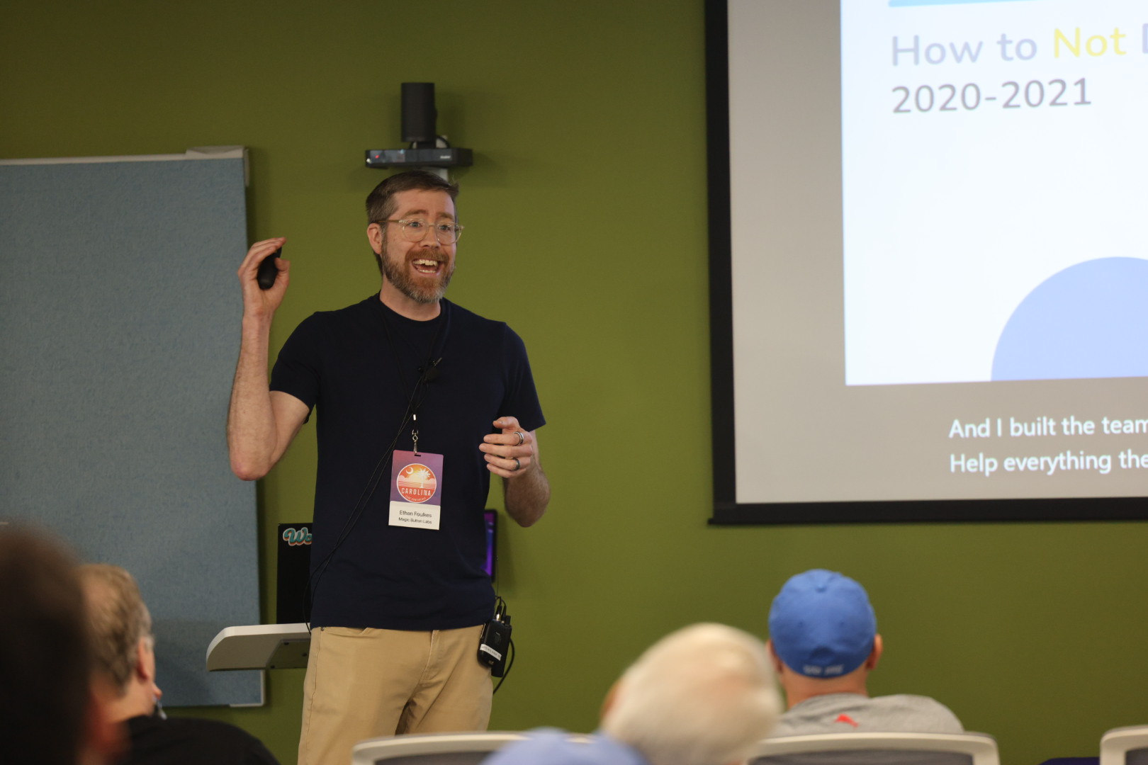 Ethan Foulkes speaking at the 2025 Carolina Code Conference