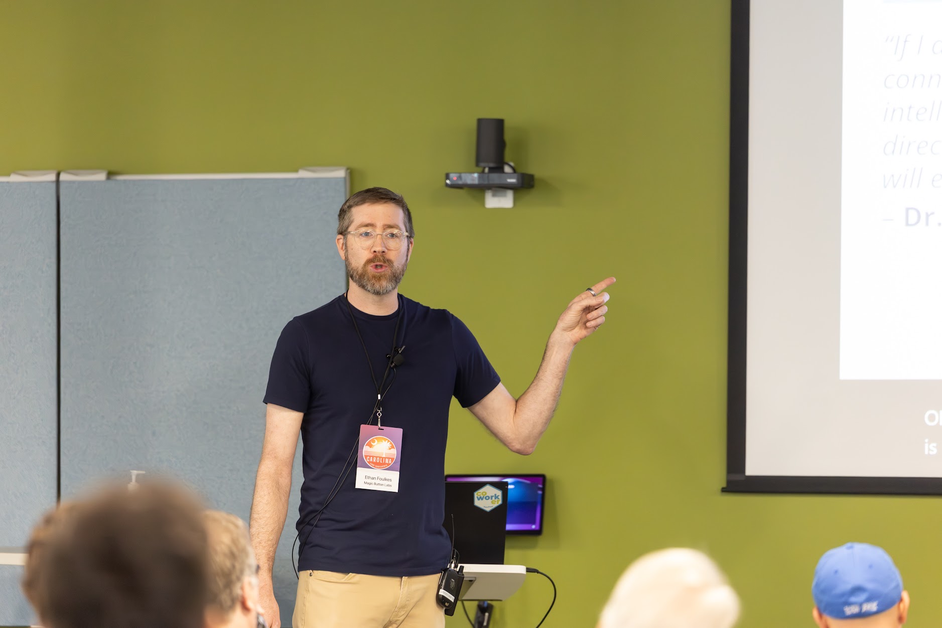 Ethan Foulkes speaking at the 2025 Carolina Code Conference