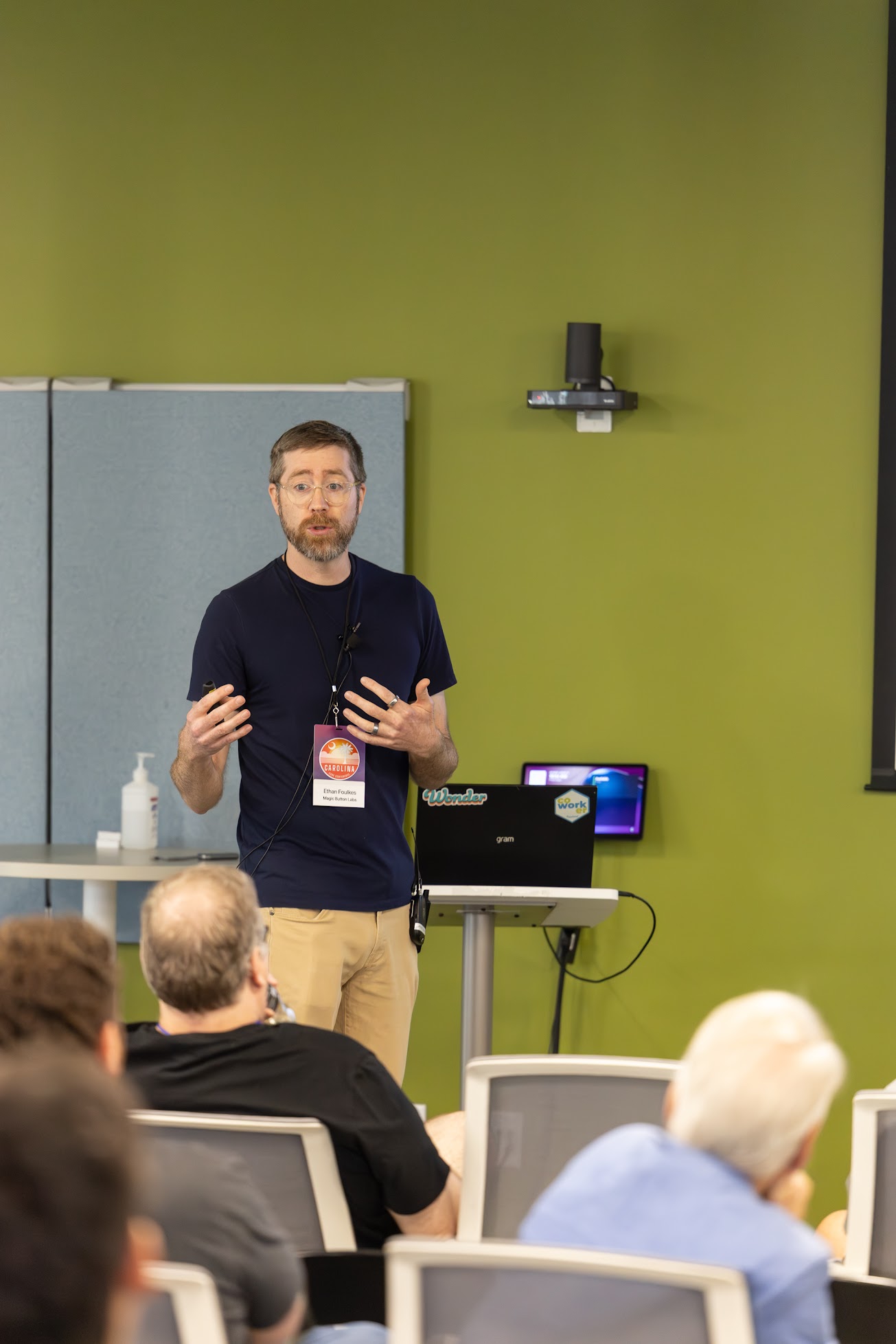 Ethan Foulkes speaking at the 2025 Carolina Code Conference