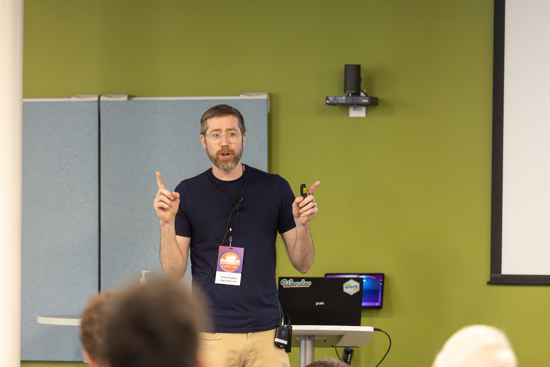 Ethan Foulkes speaking at the 2025 Carolina Code Conference