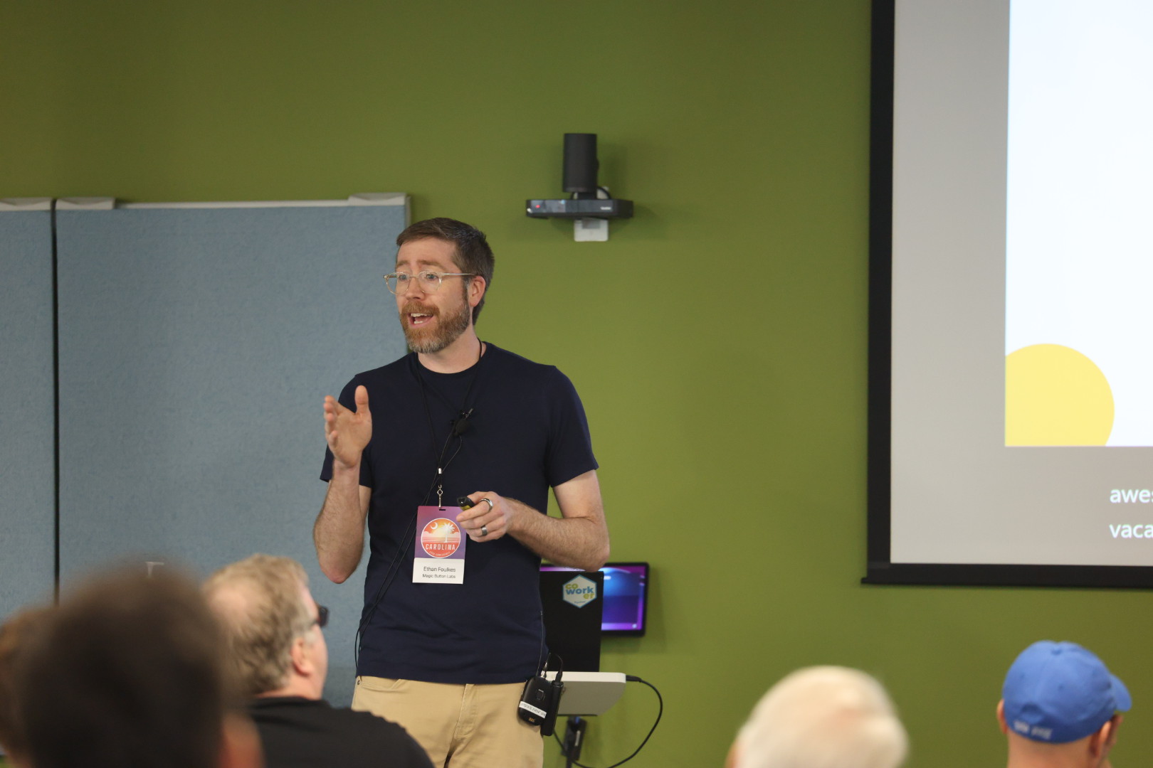 Ethan Foulkes speaking at the 2025 Carolina Code Conference