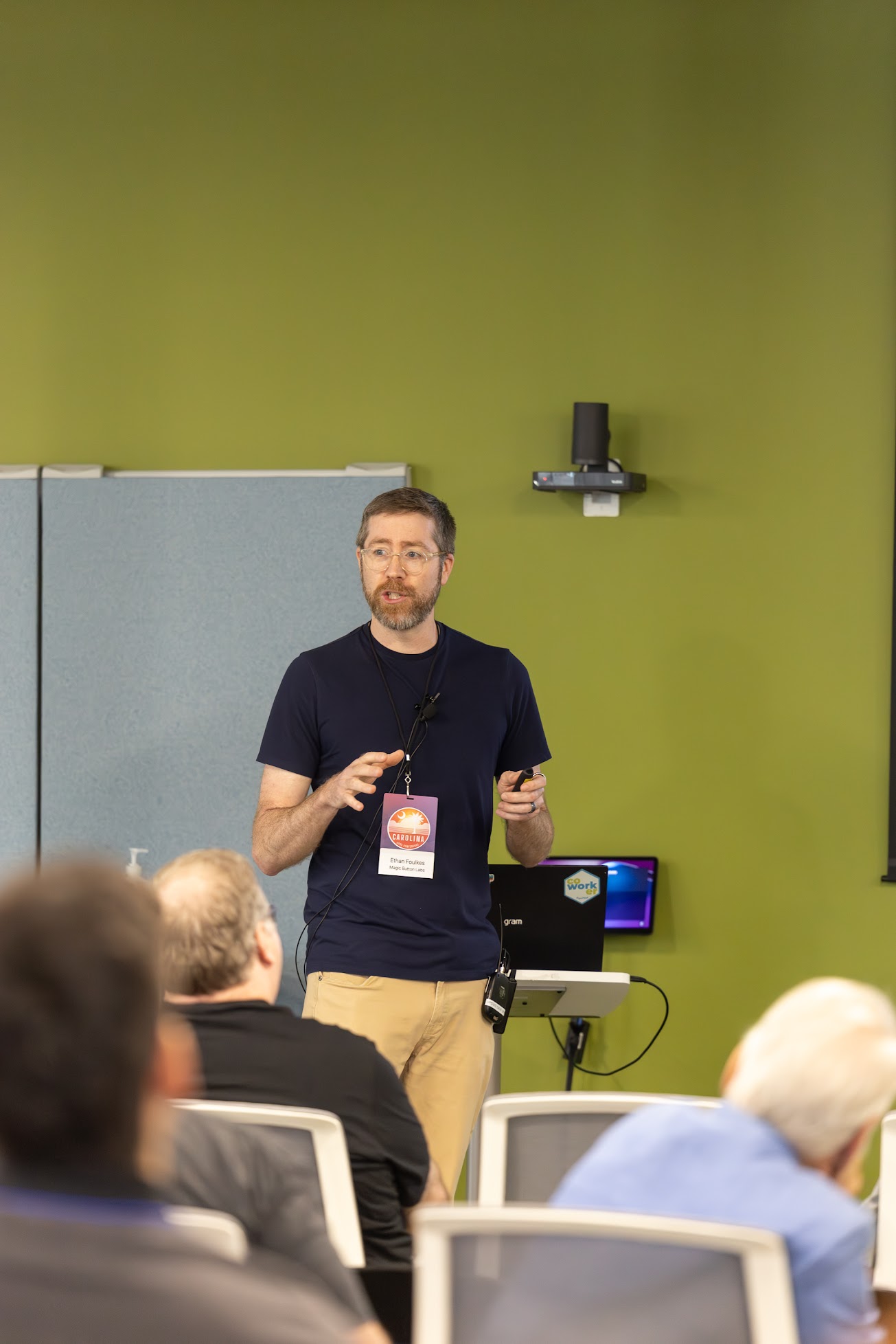 Ethan Foulkes speaking at the 2025 Carolina Code Conference