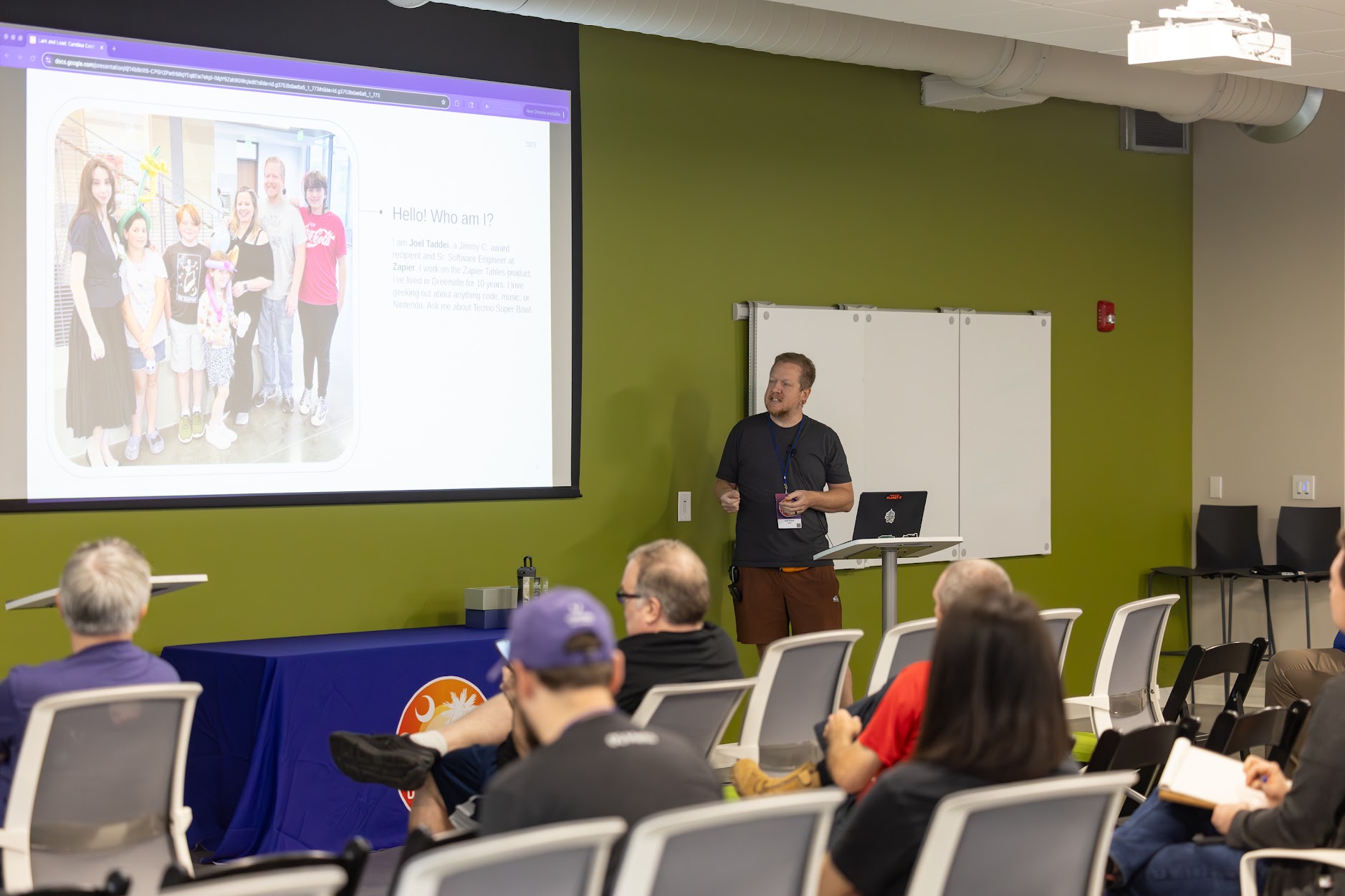 Joel Taddei speaking at the 2025 Carolina Code Conference