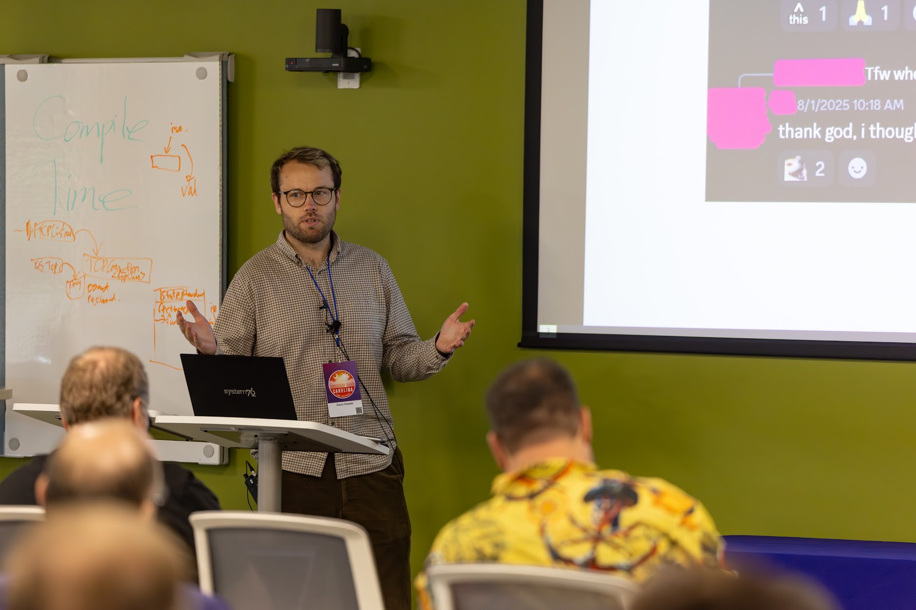 Kevin Ferretti speaking at the 2025 Carolina Code Conference