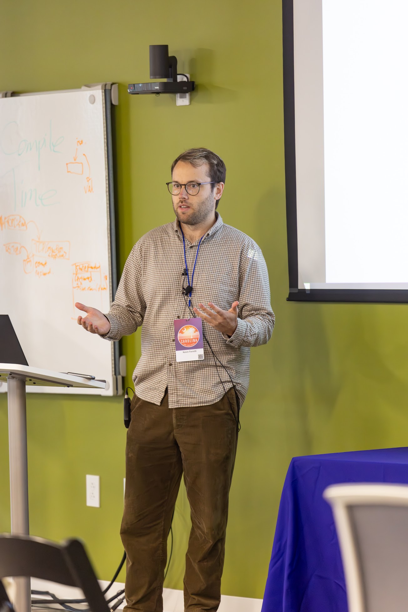 Kevin Ferretti speaking at the 2025 Carolina Code Conference