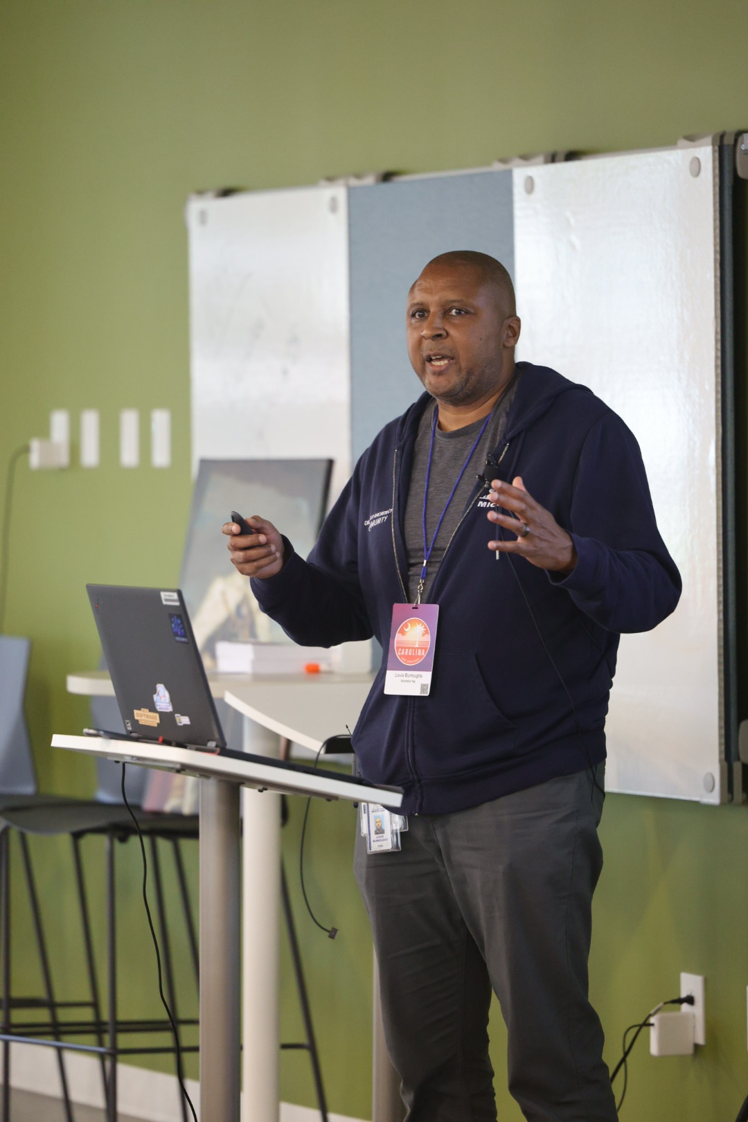 Louis Burroughs speaking at the 2025 Carolina Code Conference