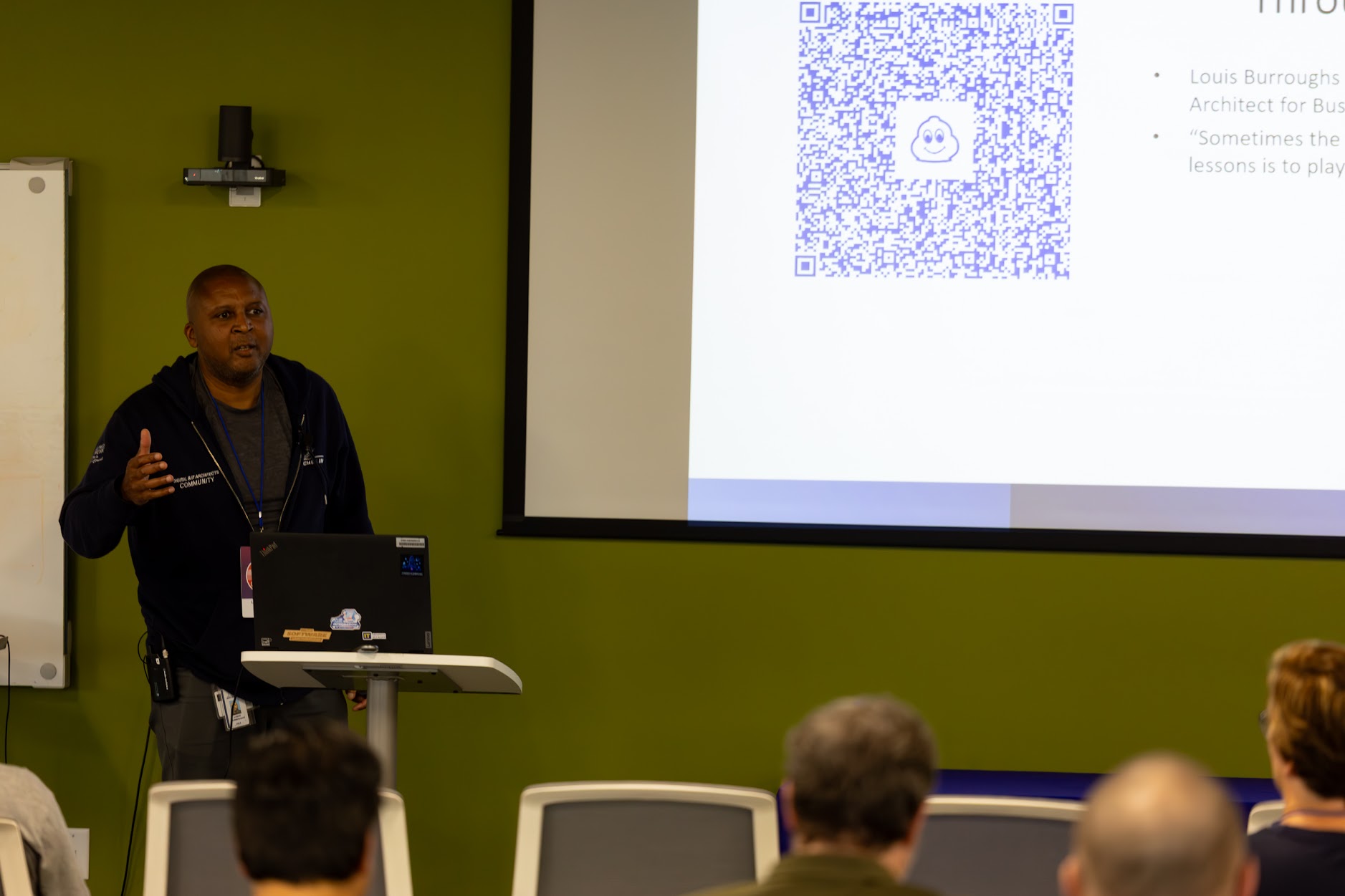 Louis Burroughs speaking at the 2025 Carolina Code Conference