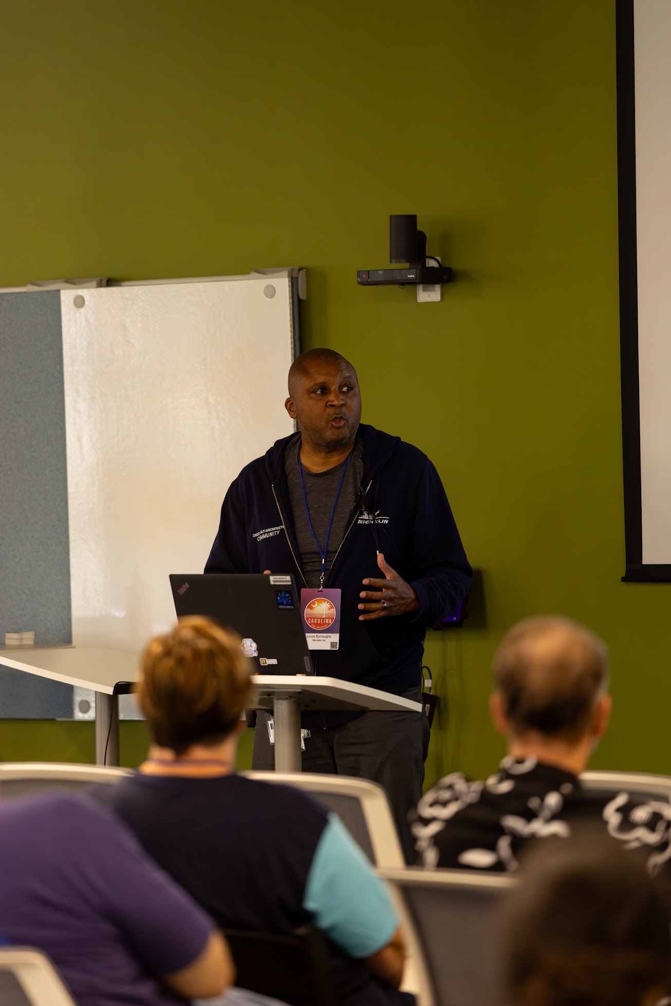 Louis Burroughs speaking at the 2025 Carolina Code Conference