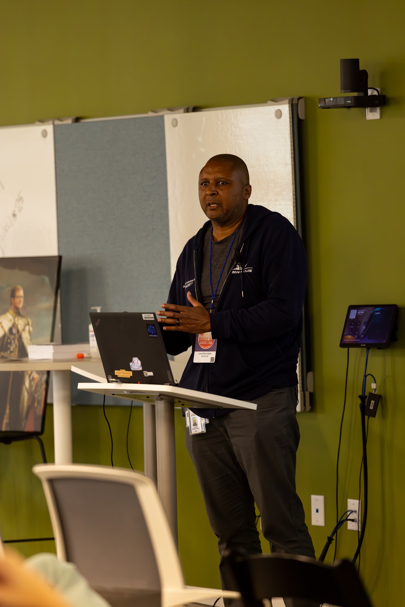 Louis Burroughs speaking at the 2025 Carolina Code Conference