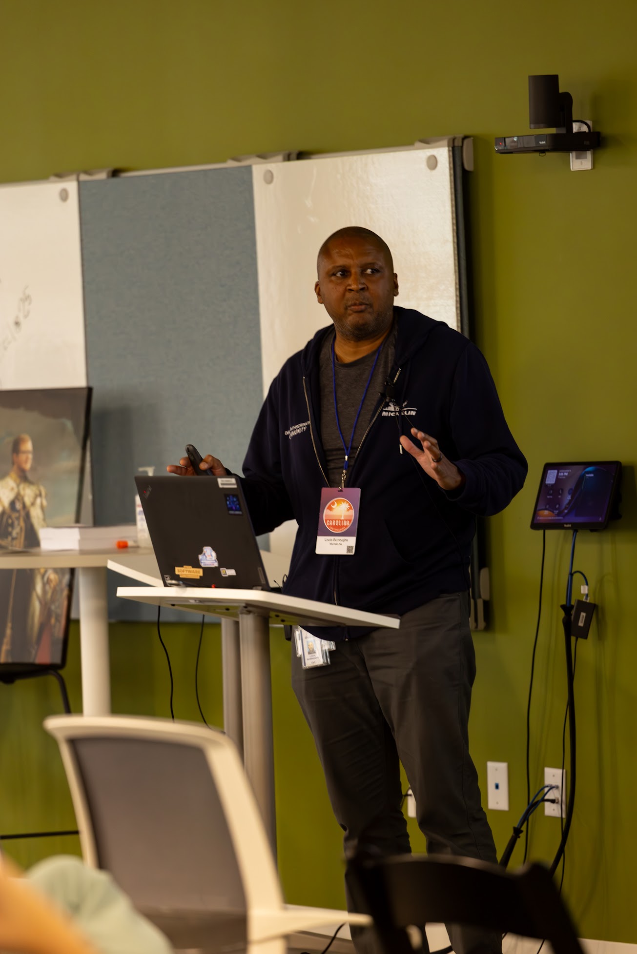 Louis Burroughs speaking at the 2025 Carolina Code Conference