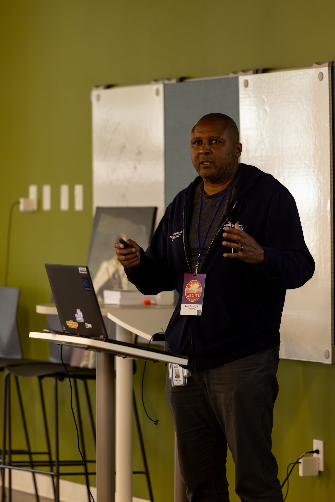 Louis Burroughs speaking at the 2025 Carolina Code Conference