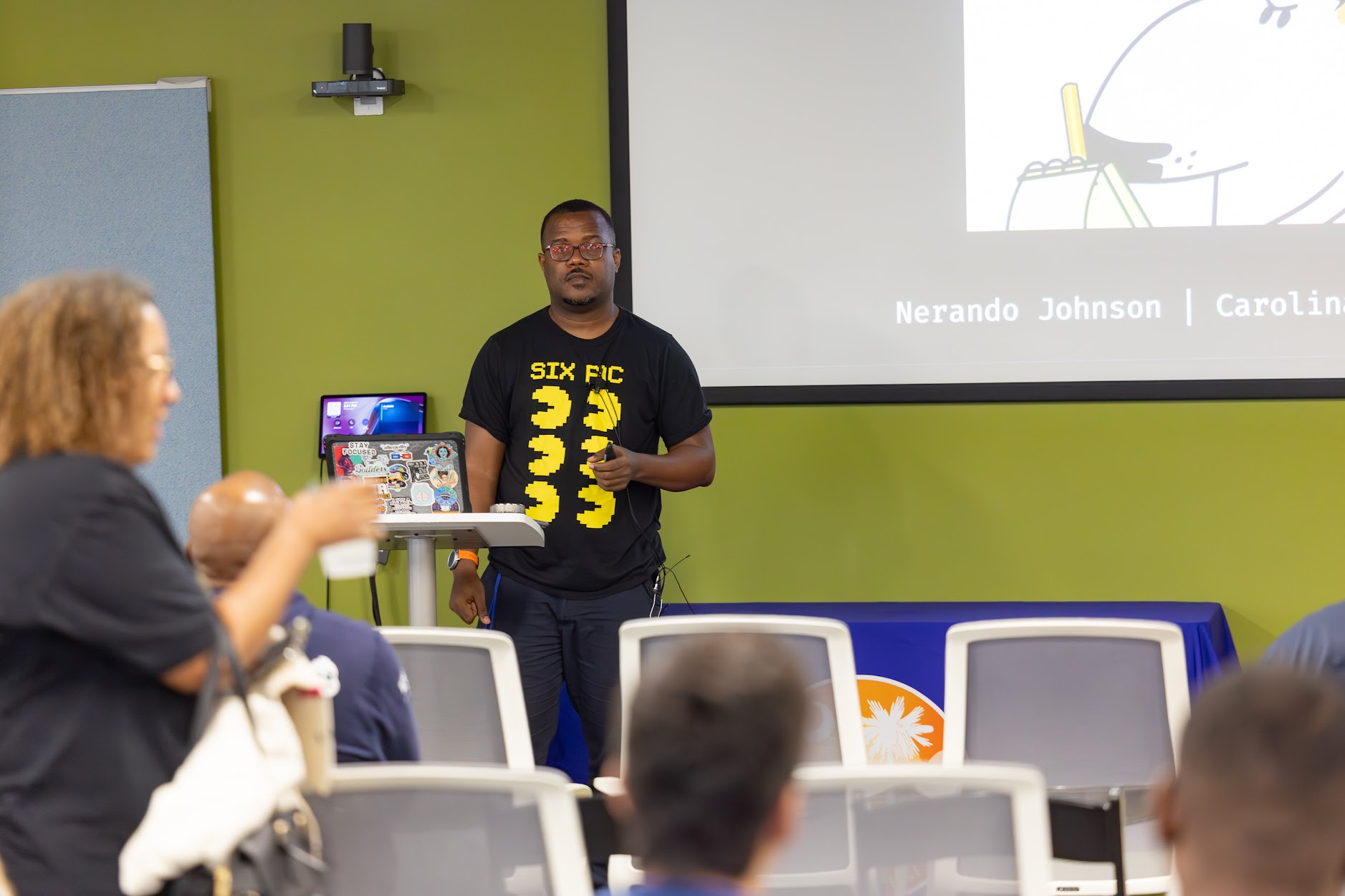 Nerando Johnson speaking at the 2025 Carolina Code Conference