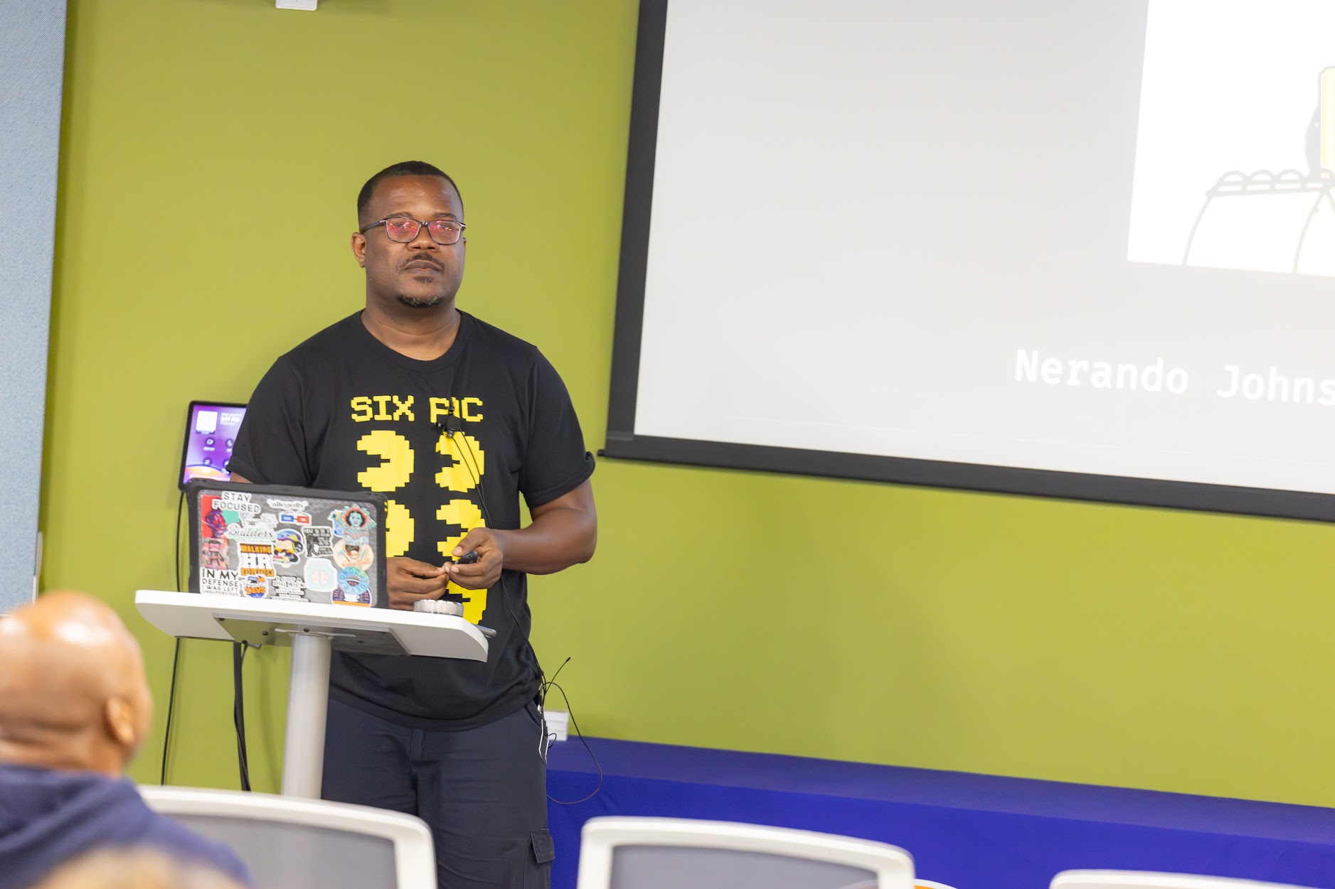 Nerando Johnson speaking at the 2025 Carolina Code Conference