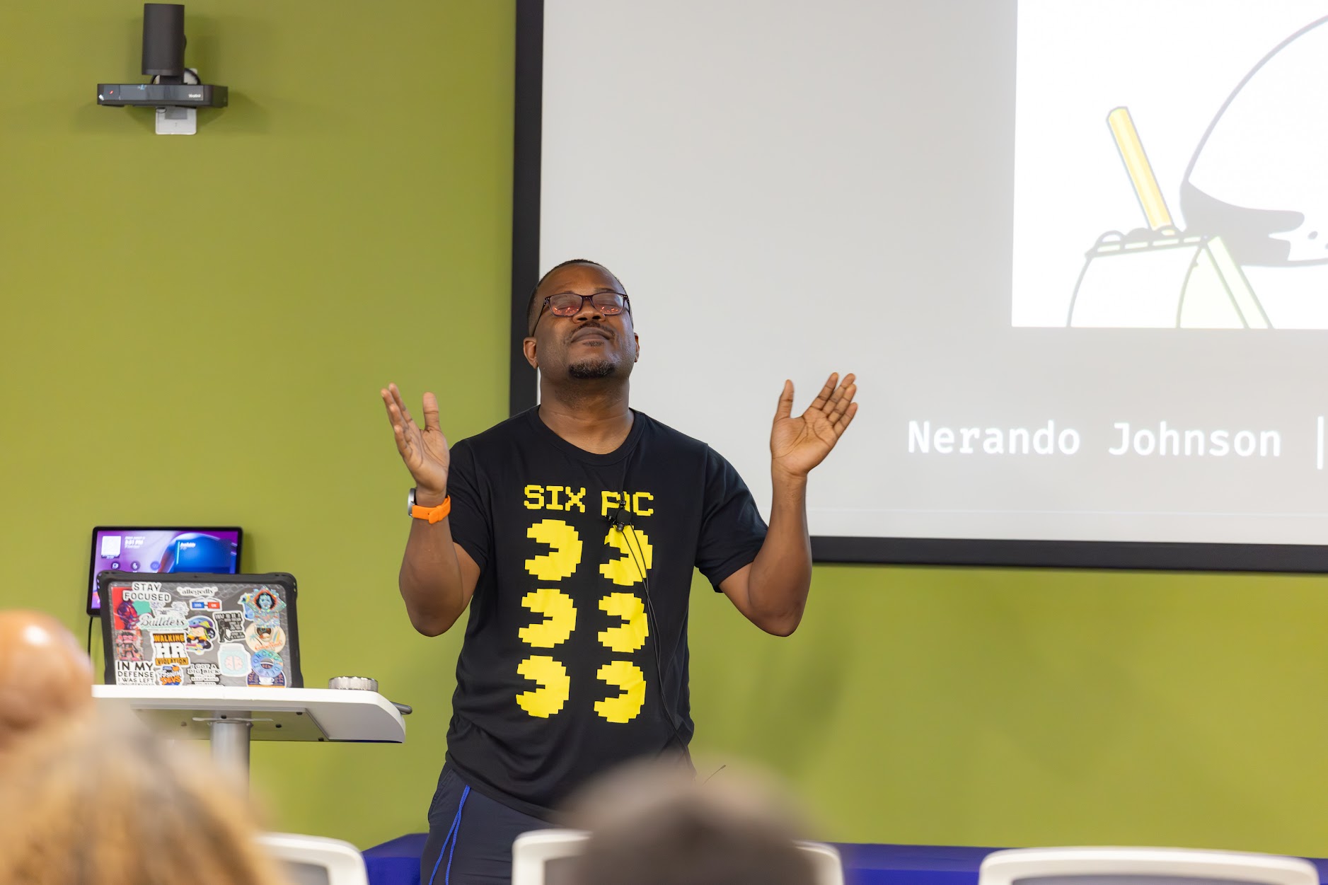 Nerando Johnson speaking at the 2025 Carolina Code Conference