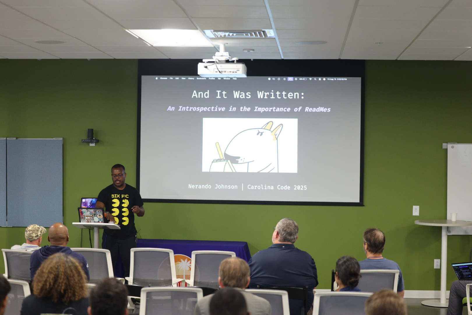 Nerando Johnson speaking at the 2025 Carolina Code Conference