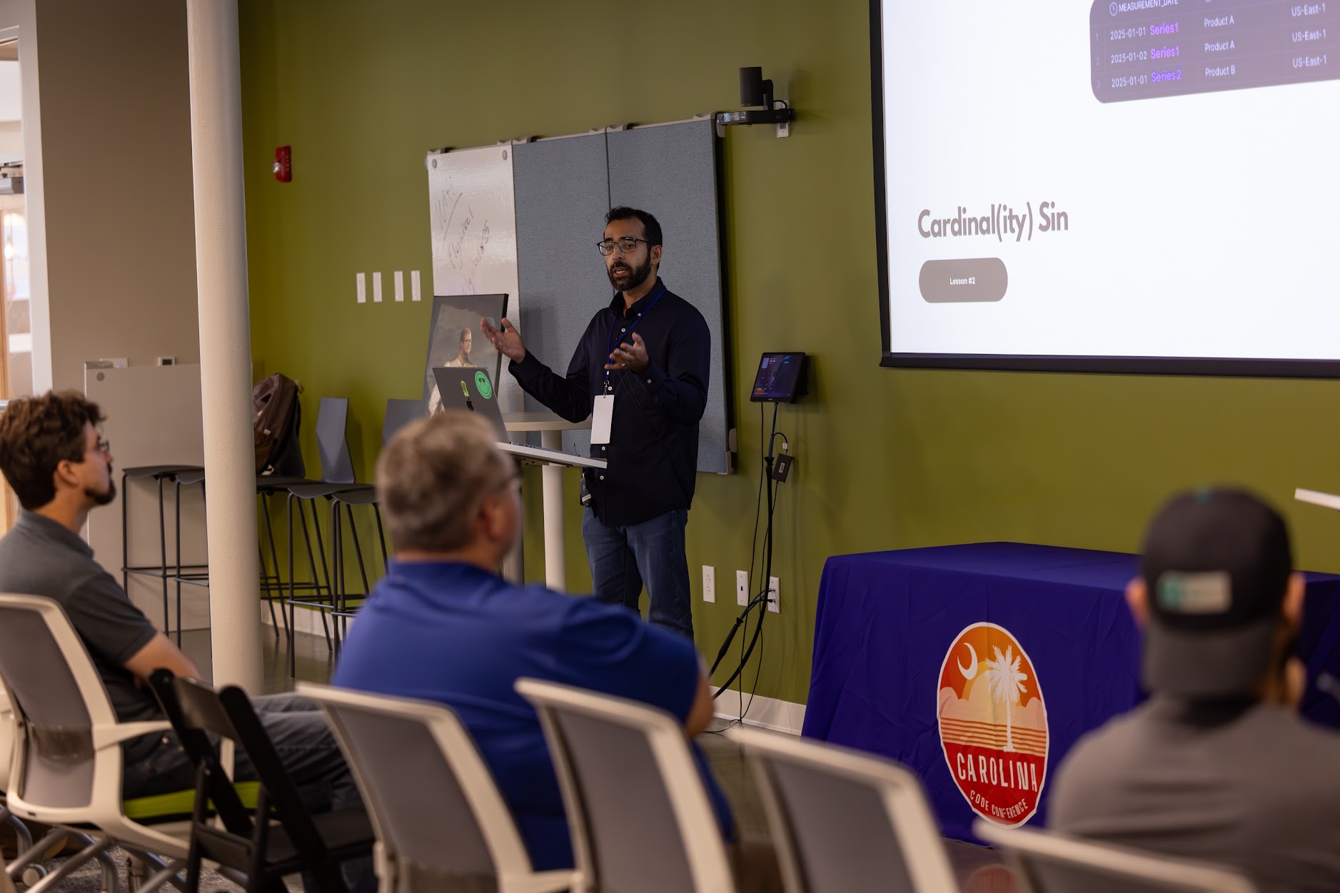 Sagar Suri speaking at the 2025 Carolina Code Conference