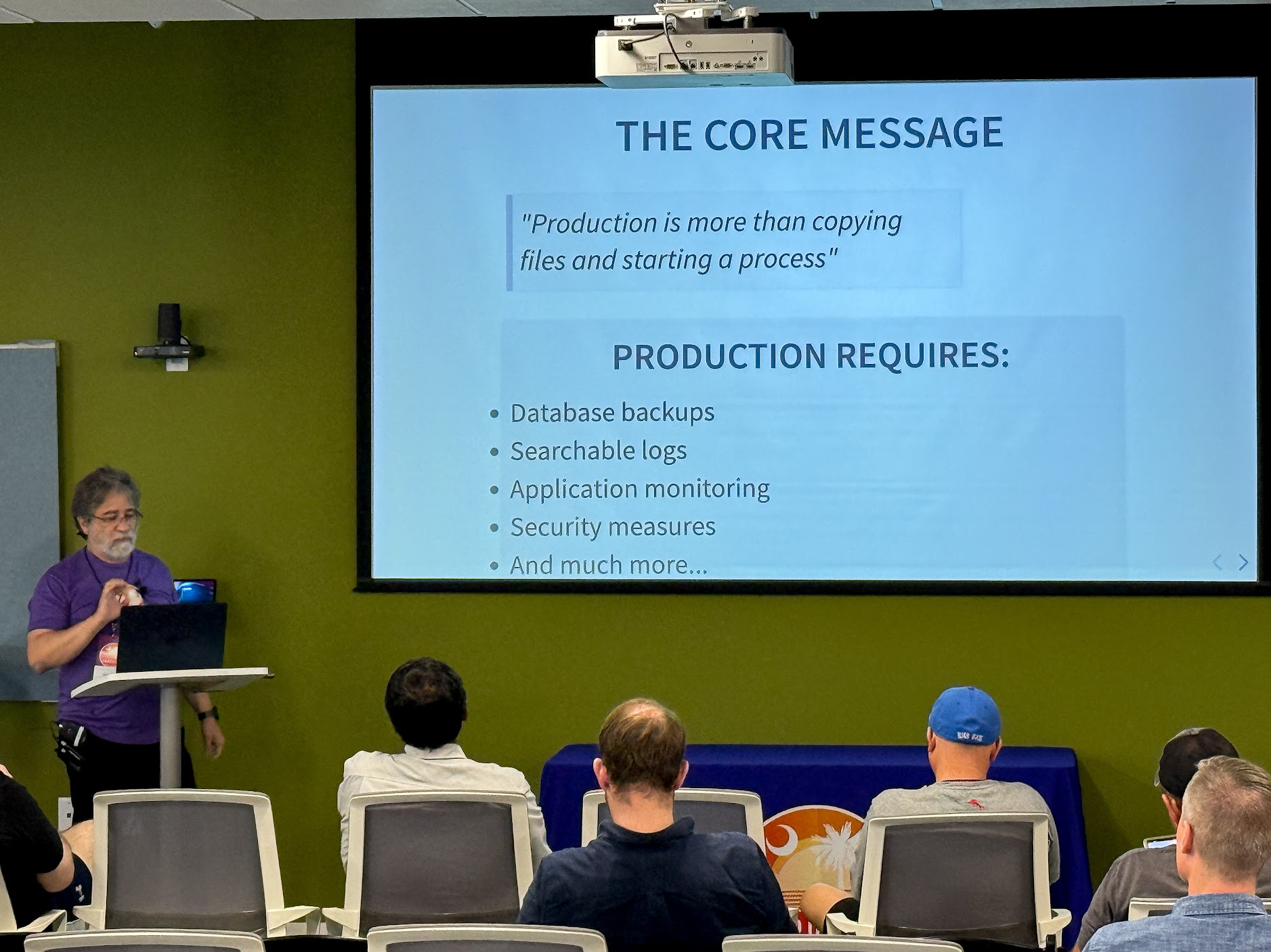 Sam Ruby speaking at the 2025 Carolina Code Conference