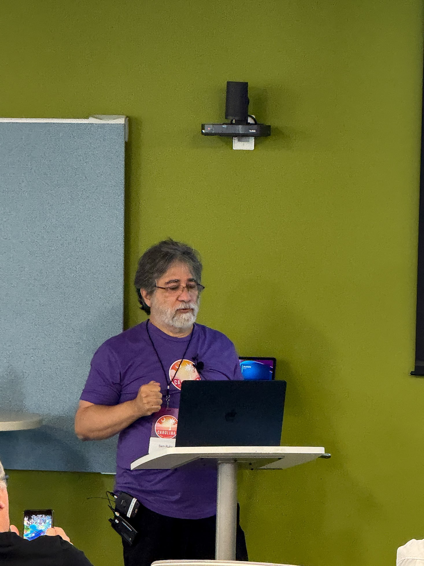 Sam Ruby speaking at the 2025 Carolina Code Conference