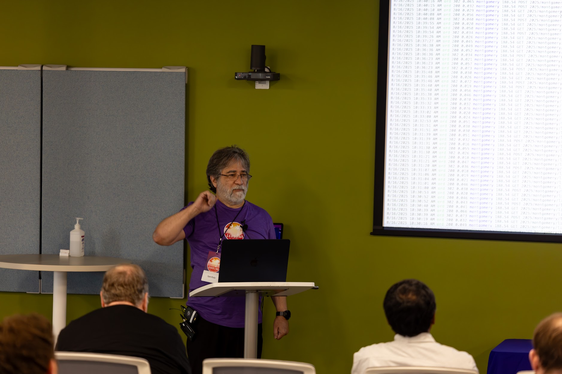 Sam Ruby speaking at the 2025 Carolina Code Conference