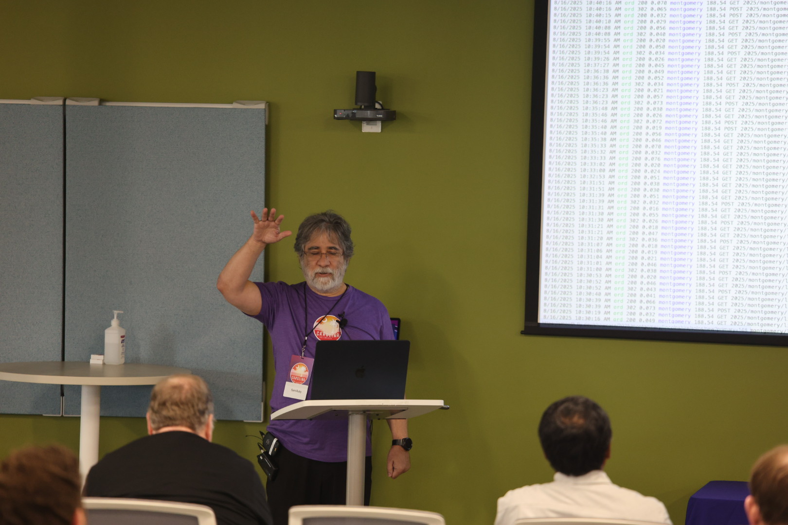 Sam Ruby speaking at the 2025 Carolina Code Conference