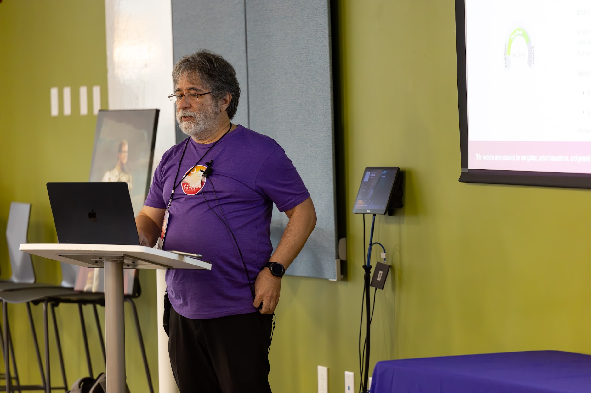 Sam Ruby speaking at the 2025 Carolina Code Conference