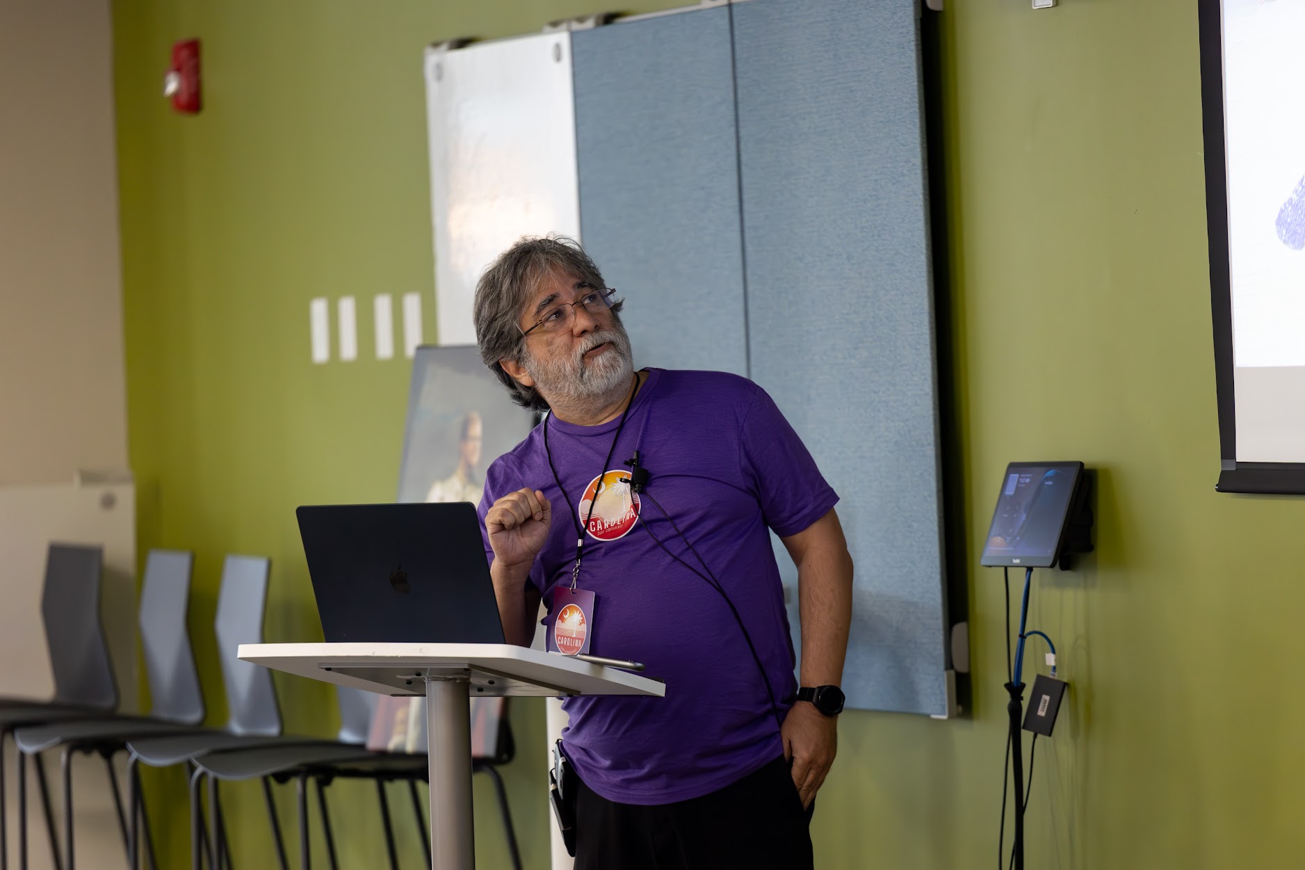 Sam Ruby speaking at the 2025 Carolina Code Conference