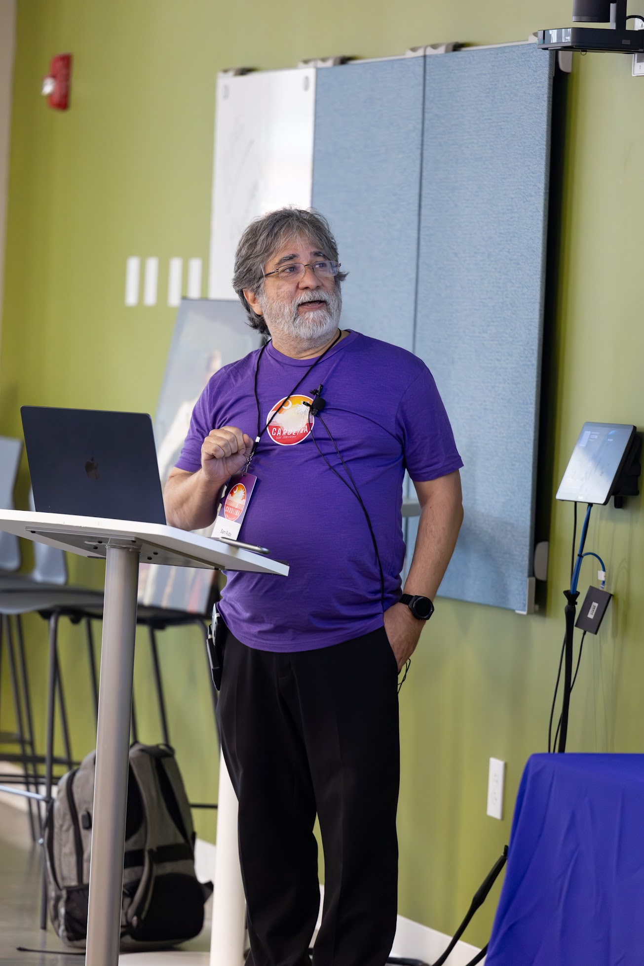 Sam Ruby speaking at the 2025 Carolina Code Conference