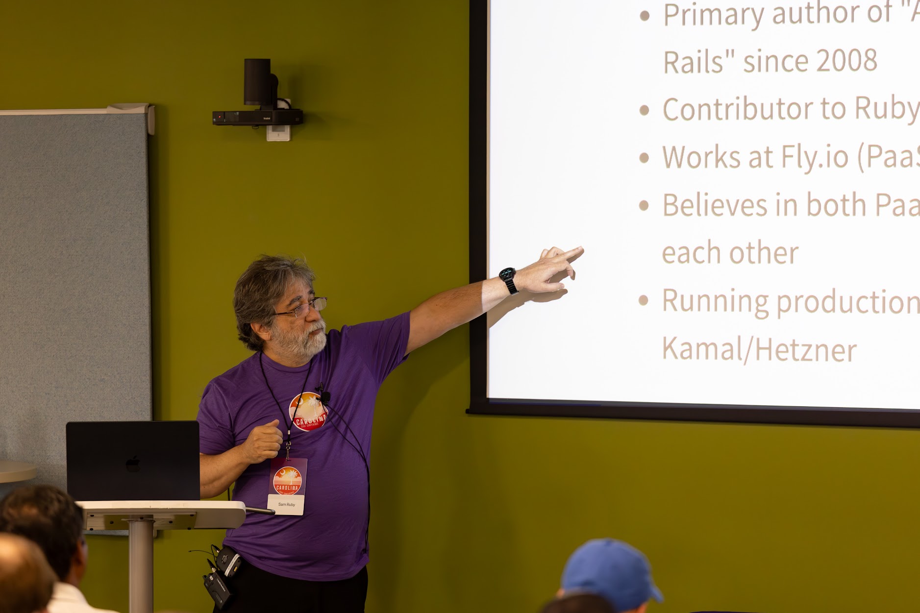 Sam Ruby speaking at the 2025 Carolina Code Conference