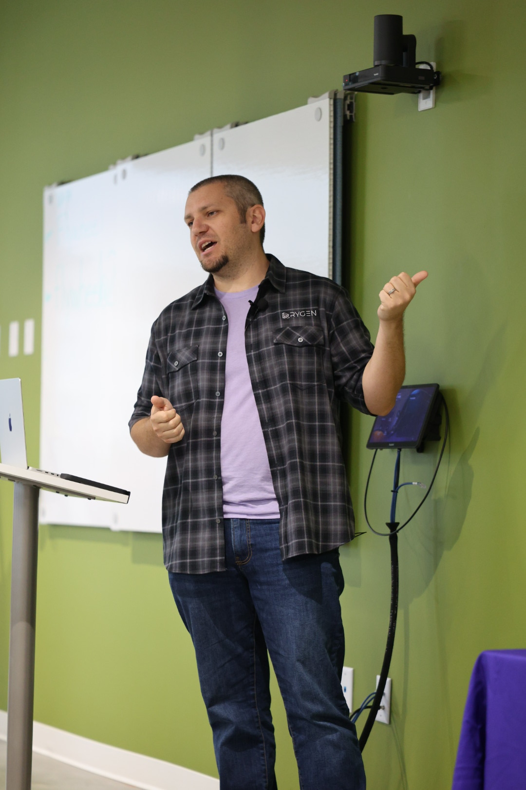 AJ Danelz speaking at the 2026 Carolina Code Conference