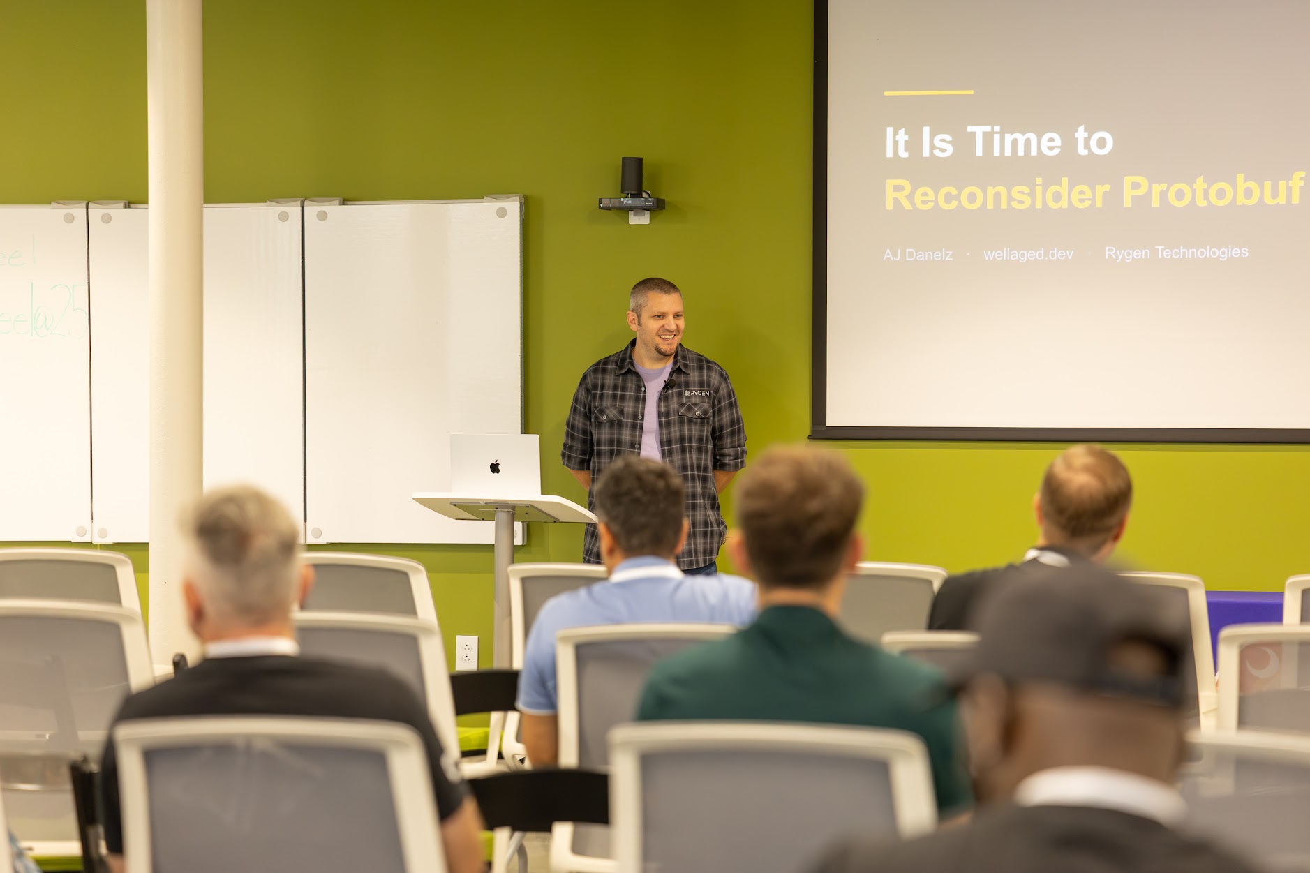 AJ Danelz speaking at the 2026 Carolina Code Conference