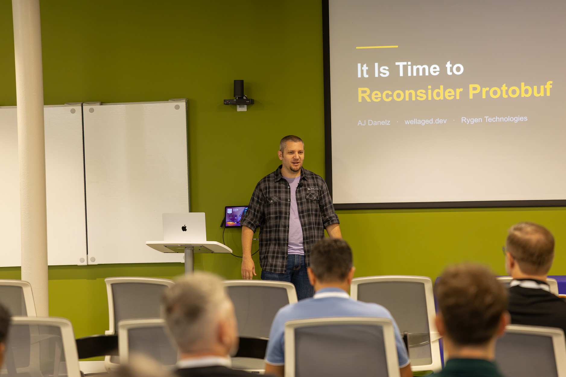 AJ Danelz speaking at the 2026 Carolina Code Conference