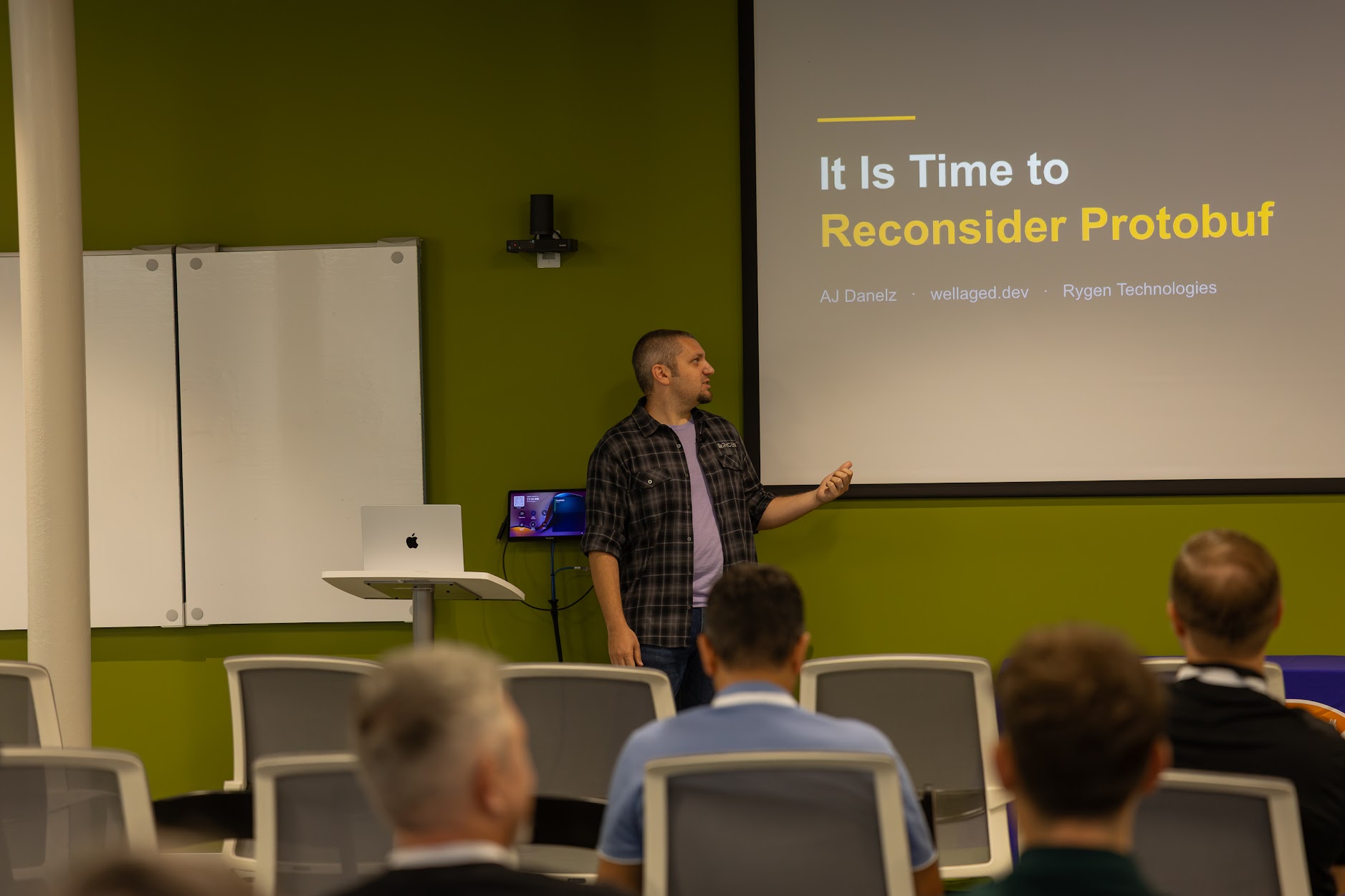 AJ Danelz speaking at the 2026 Carolina Code Conference